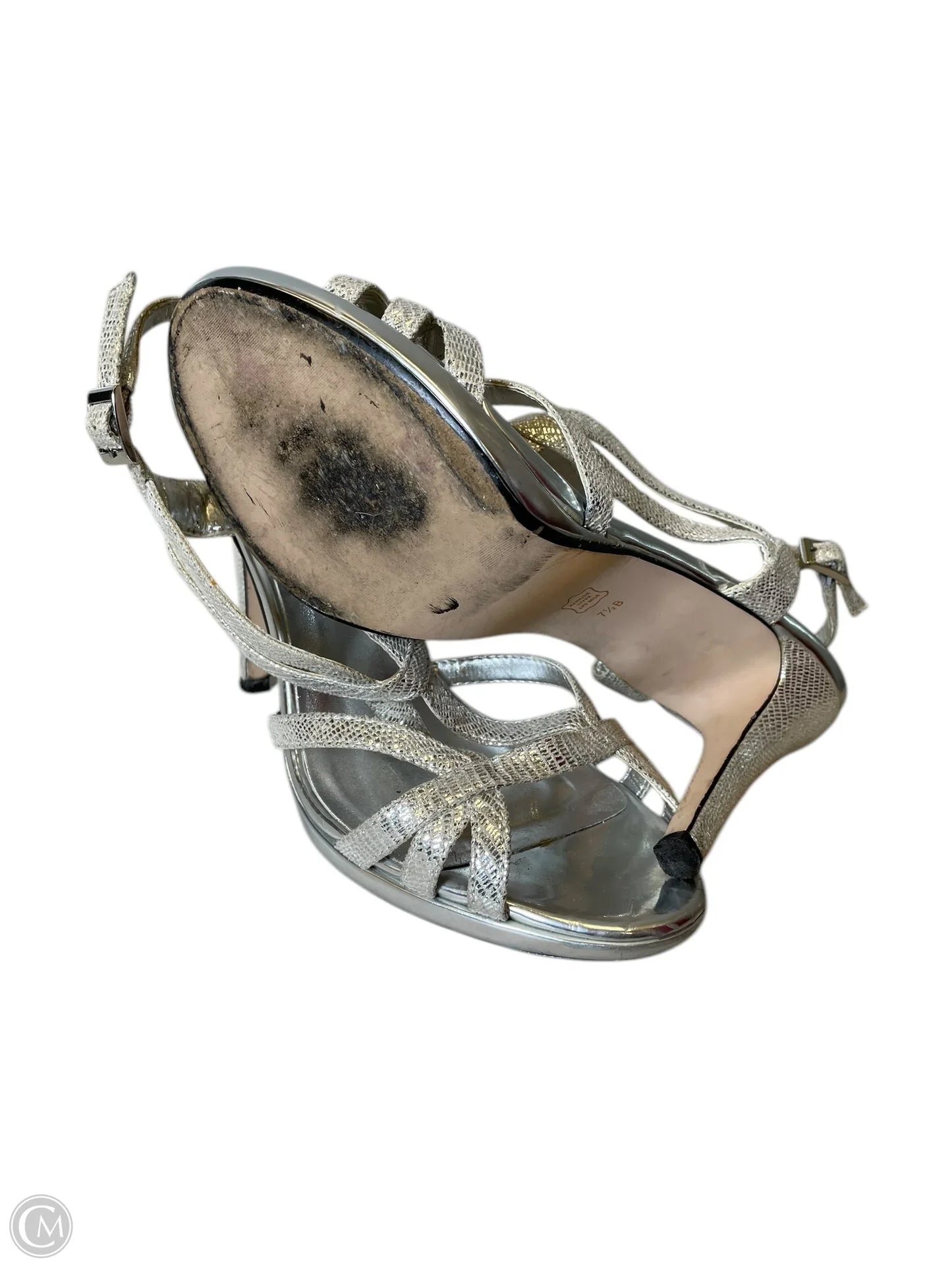 Shoes Heels Kitten By Clothes Mentor In Silver, Size: 7.5