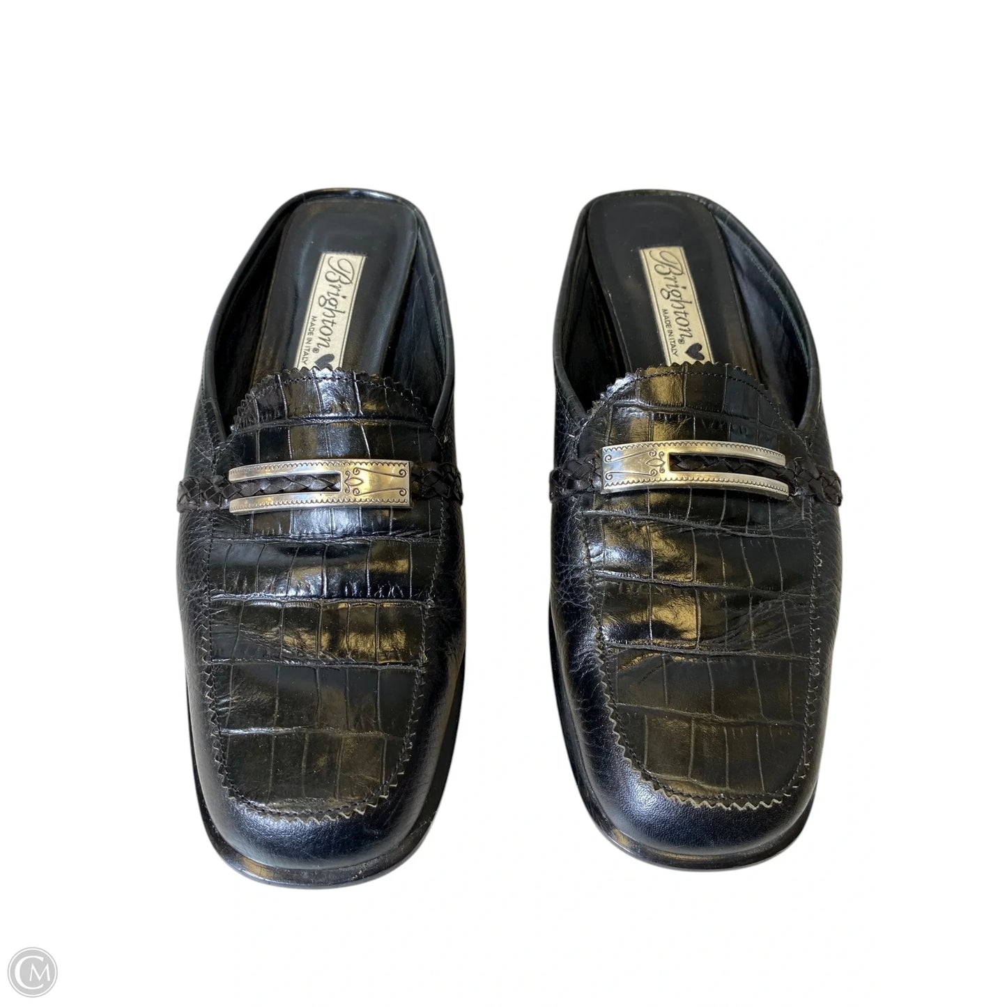 Shoes Heels Block By Brighton In Black & Silver, Size: 8