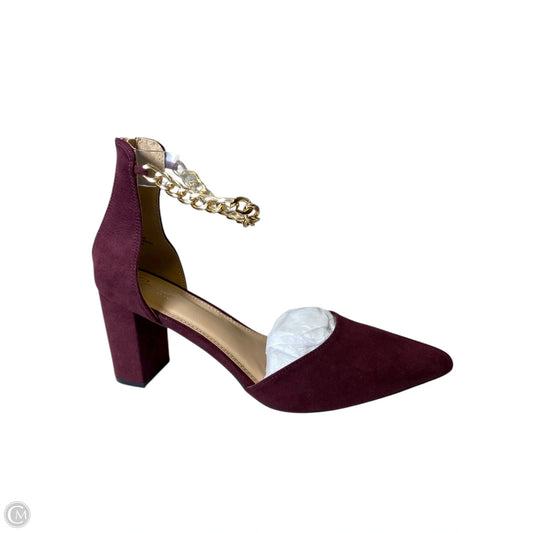Shoes Heels Block By Comfort Colors In Maroon, Size: 10
