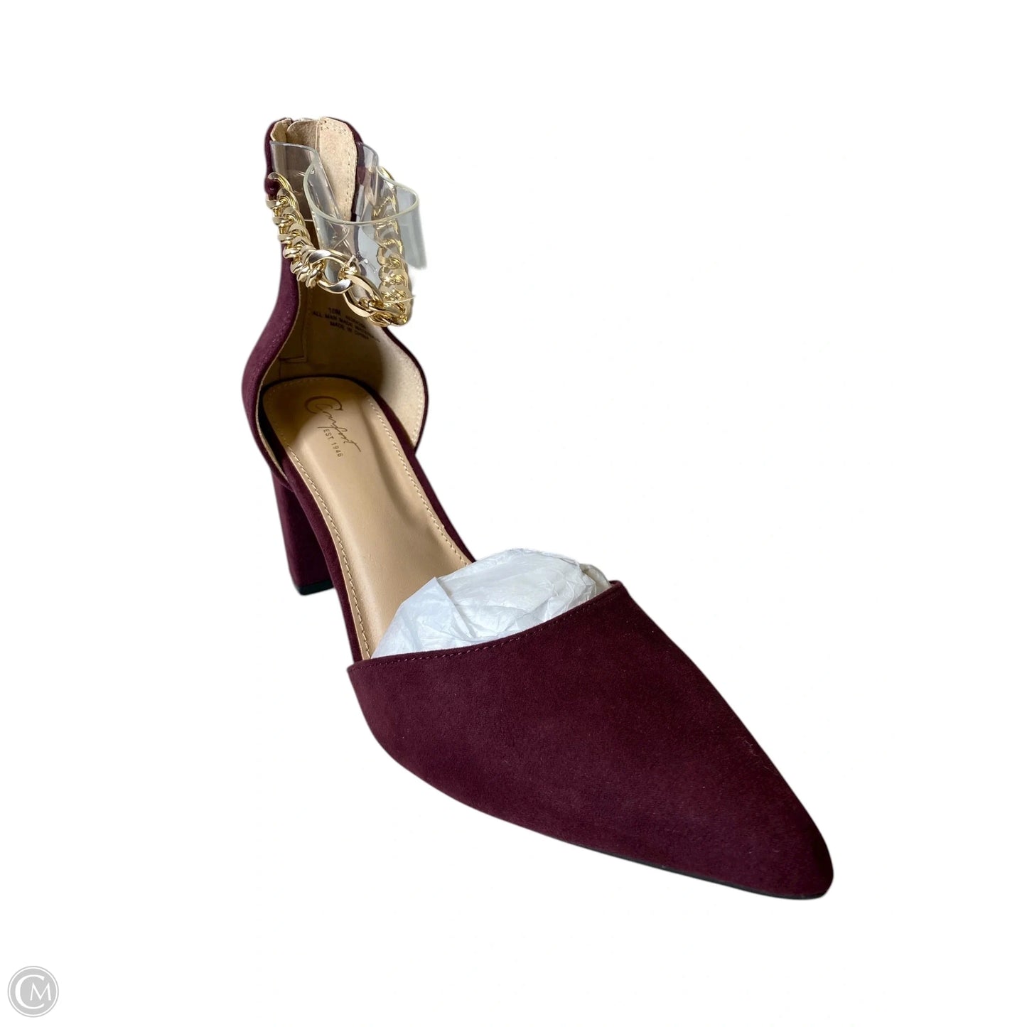 Shoes Heels Block By Comfort Colors In Maroon, Size: 10