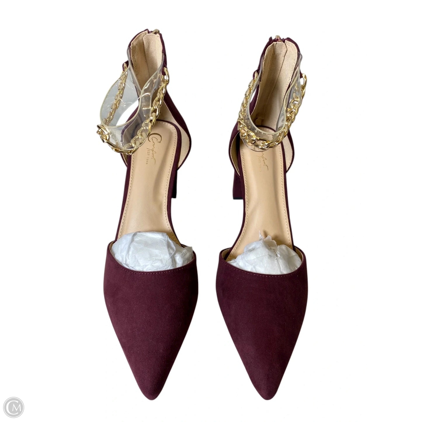 Shoes Heels Block By Comfort Colors In Maroon, Size: 10