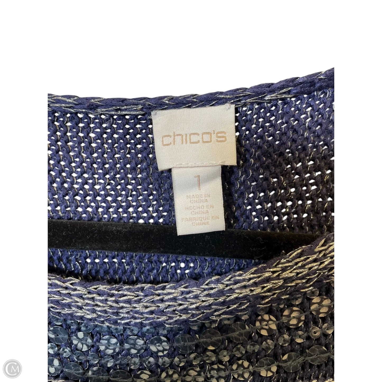 Blouse Short Sleeve By Chicos In Navy, Size: M