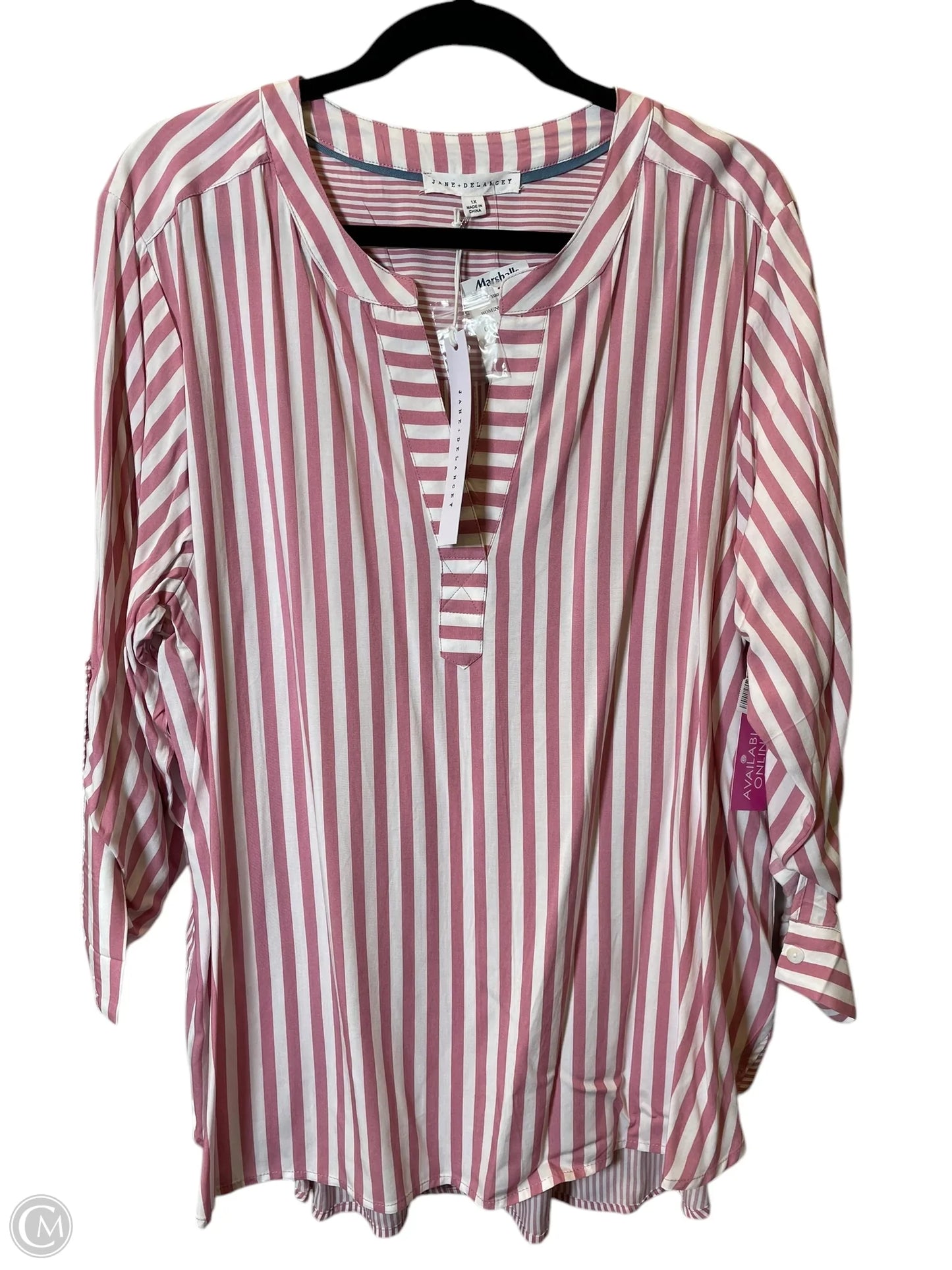 Top Long Sleeve By Jane And Delancey In Striped Pattern, Size: Xl