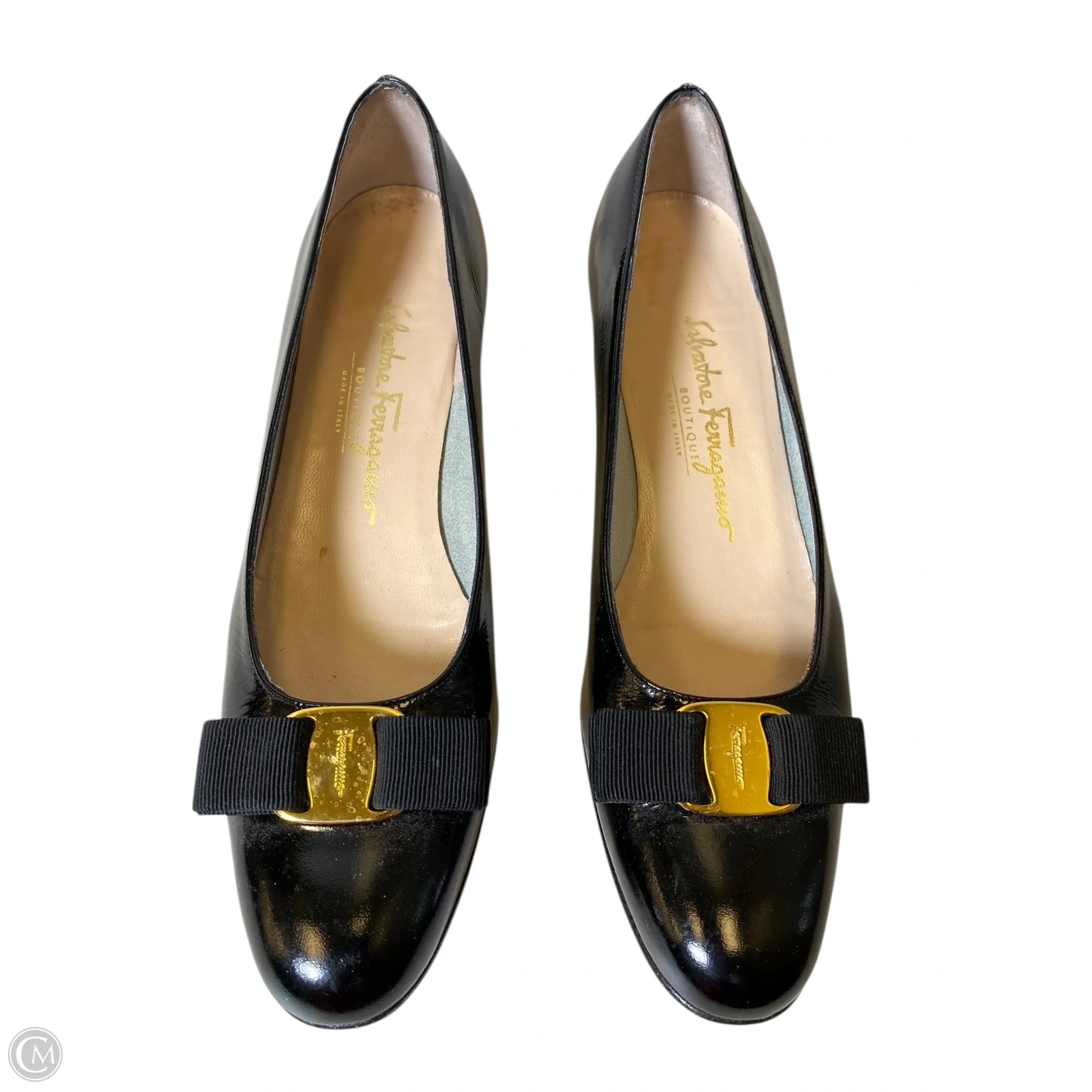 Shoes Luxury Designer By Ferragamo In Black, Size: 10