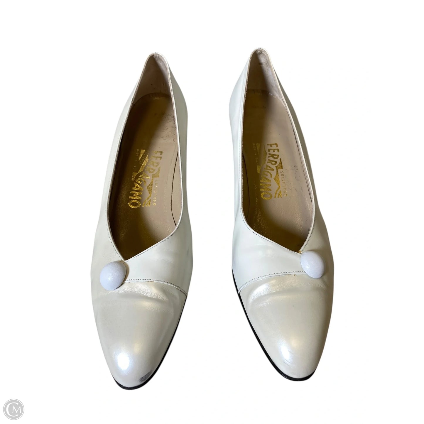 Shoes Luxury Designer By Ferragamo In Cream, Size: 10