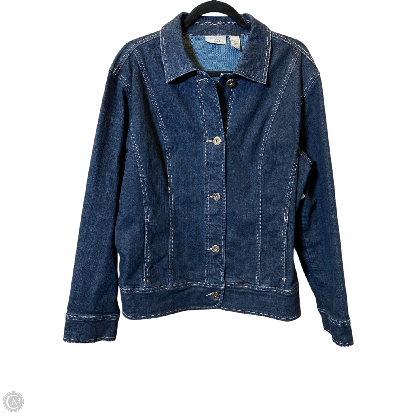 Jacket Denim By Chicos In Blue Denim, Size: Xl