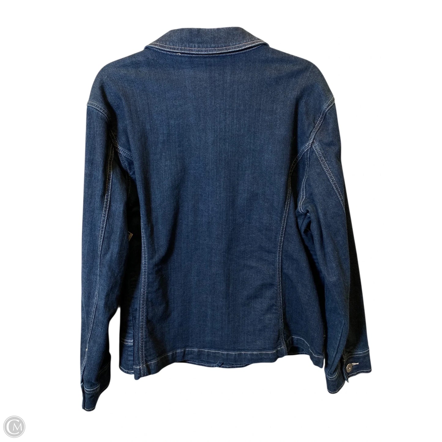 Jacket Denim By Chicos In Blue Denim, Size: Xl