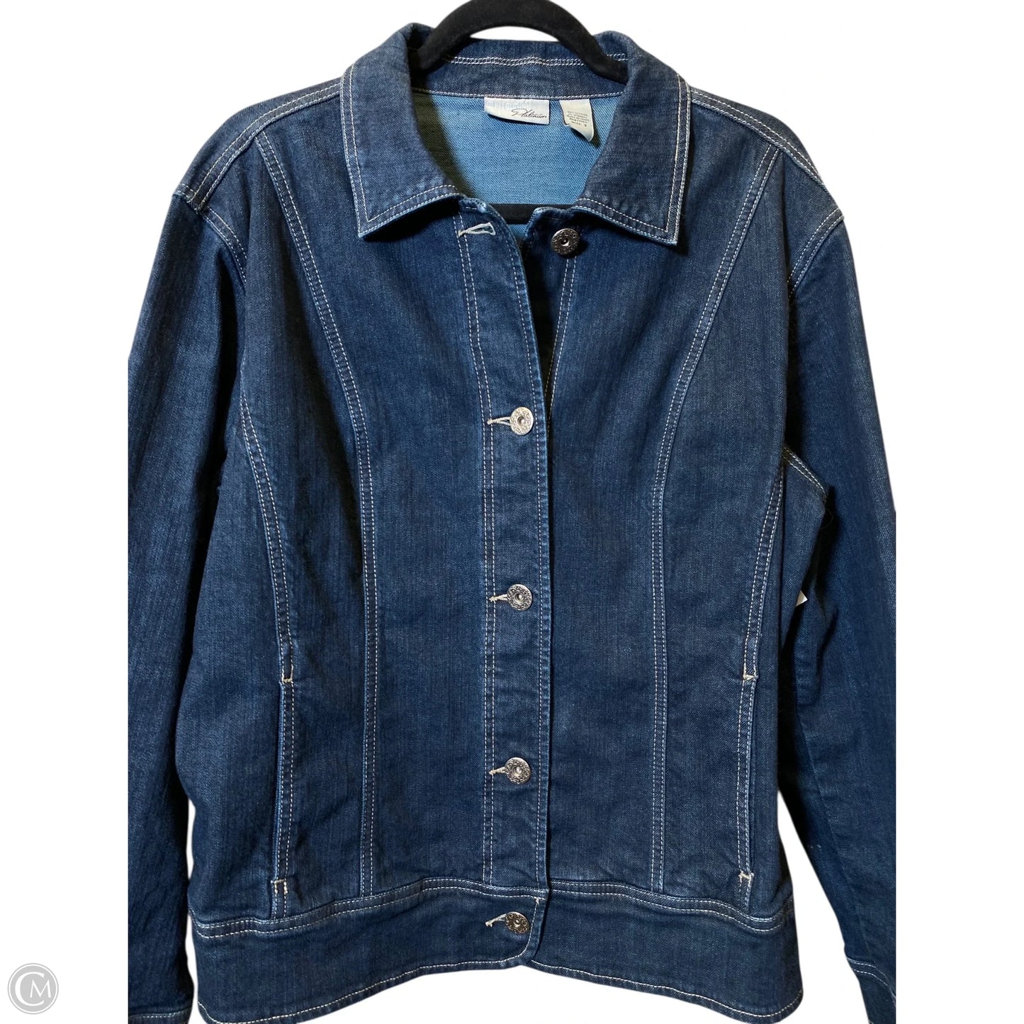 Jacket Denim By Chicos In Blue Denim, Size: Xl