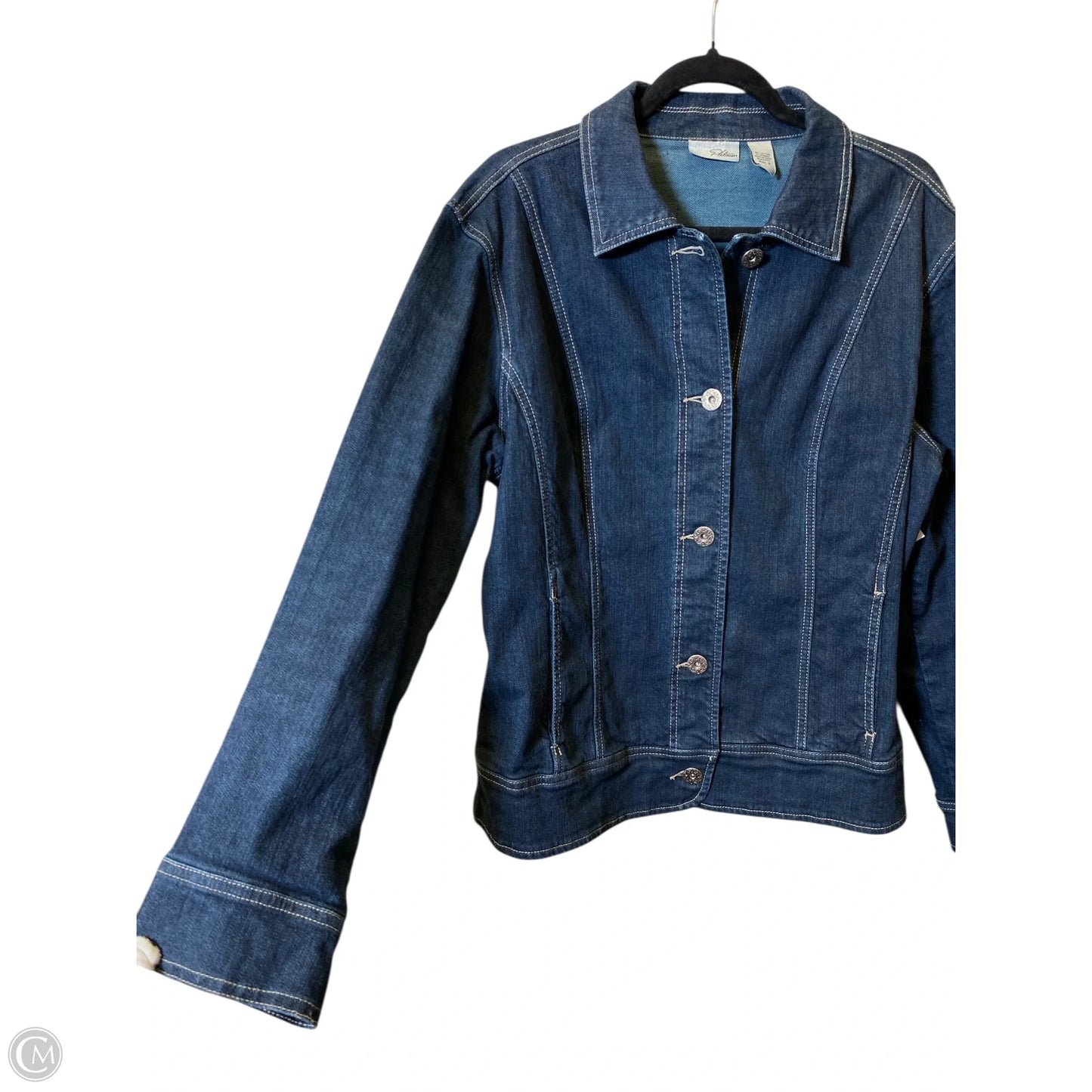 Jacket Denim By Chicos In Blue Denim, Size: Xl
