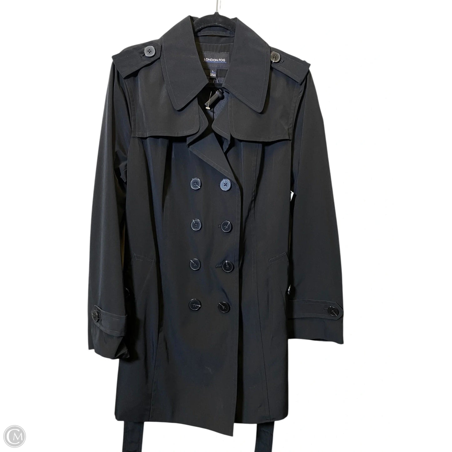 Coat Trench Coat By London Fog In Black, Size: L