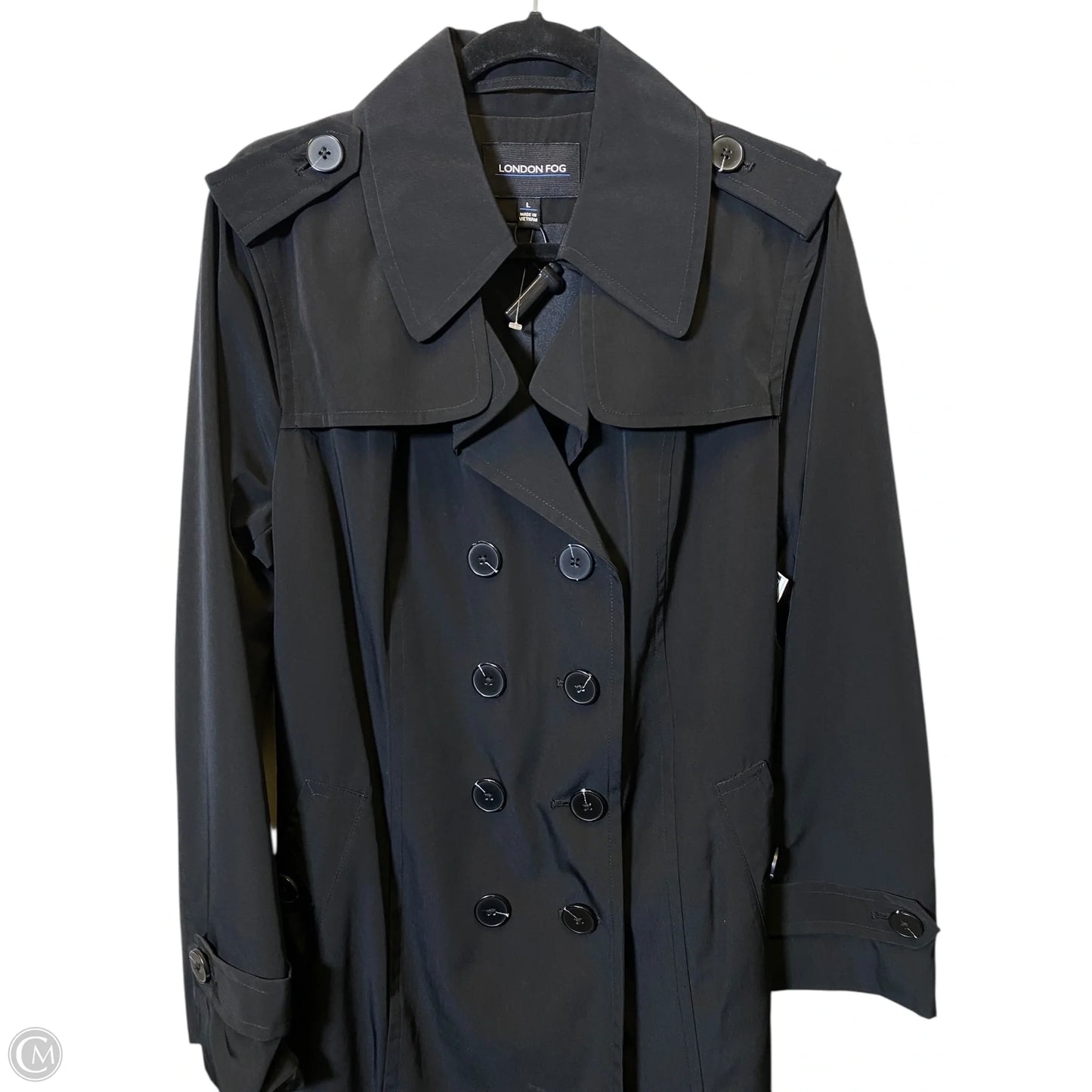 Coat Trench Coat By London Fog In Black, Size: L