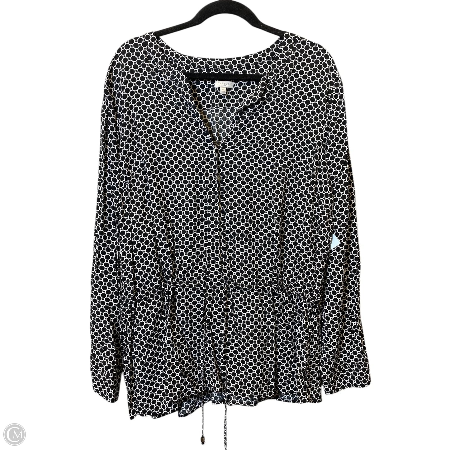 Top Long Sleeve By Talbots In Black & White, Size: Xl