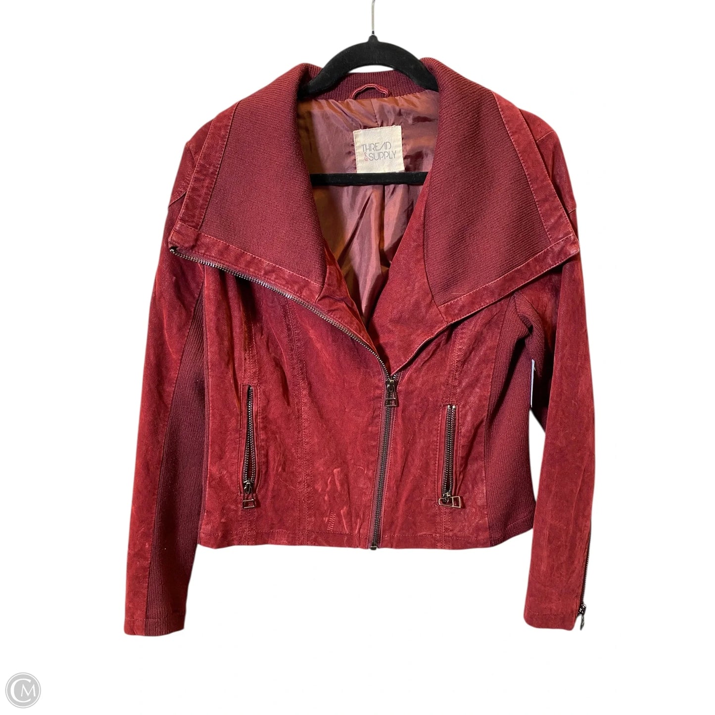 Jacket Moto By Thread And Supply In Maroon, Size: L