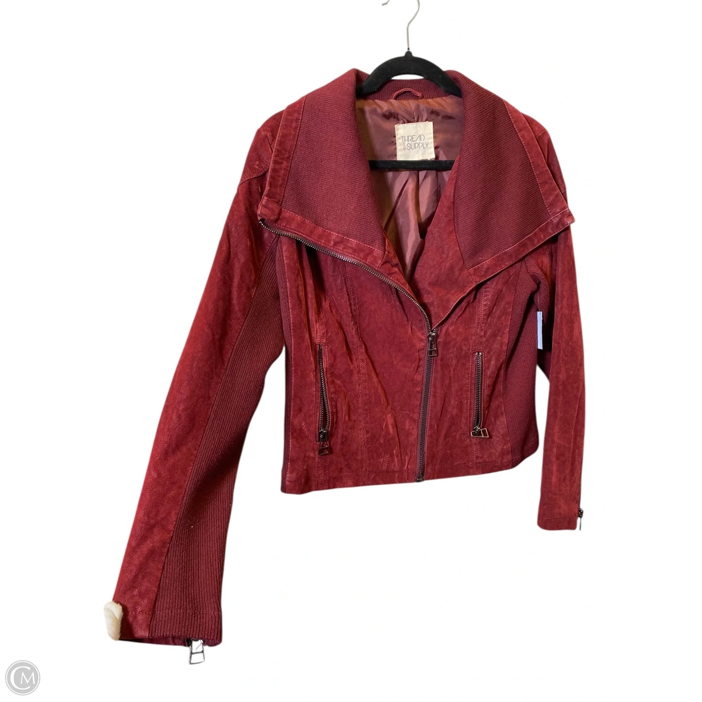 Jacket Moto By Thread And Supply In Maroon, Size: L