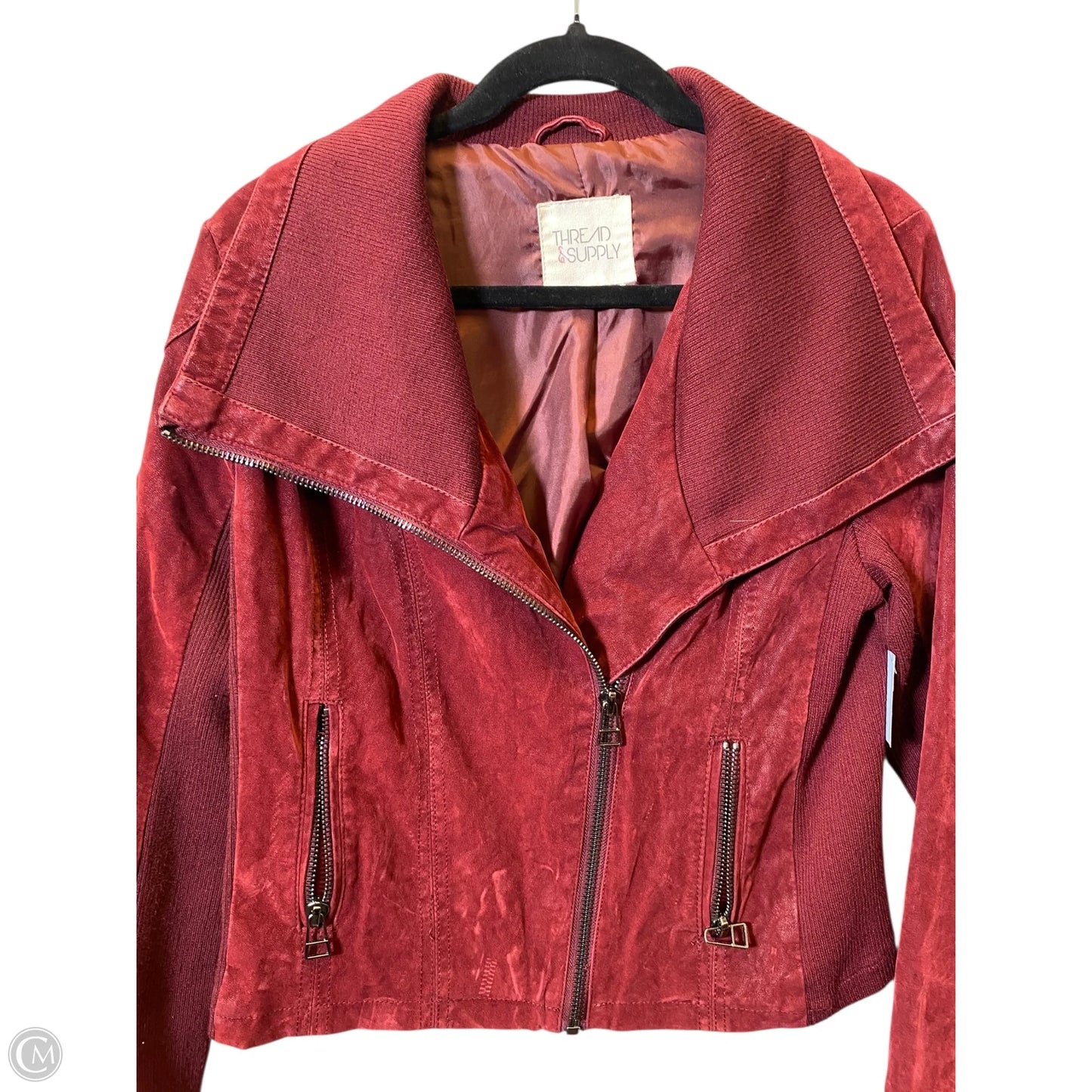 Jacket Moto By Thread And Supply In Maroon, Size: L