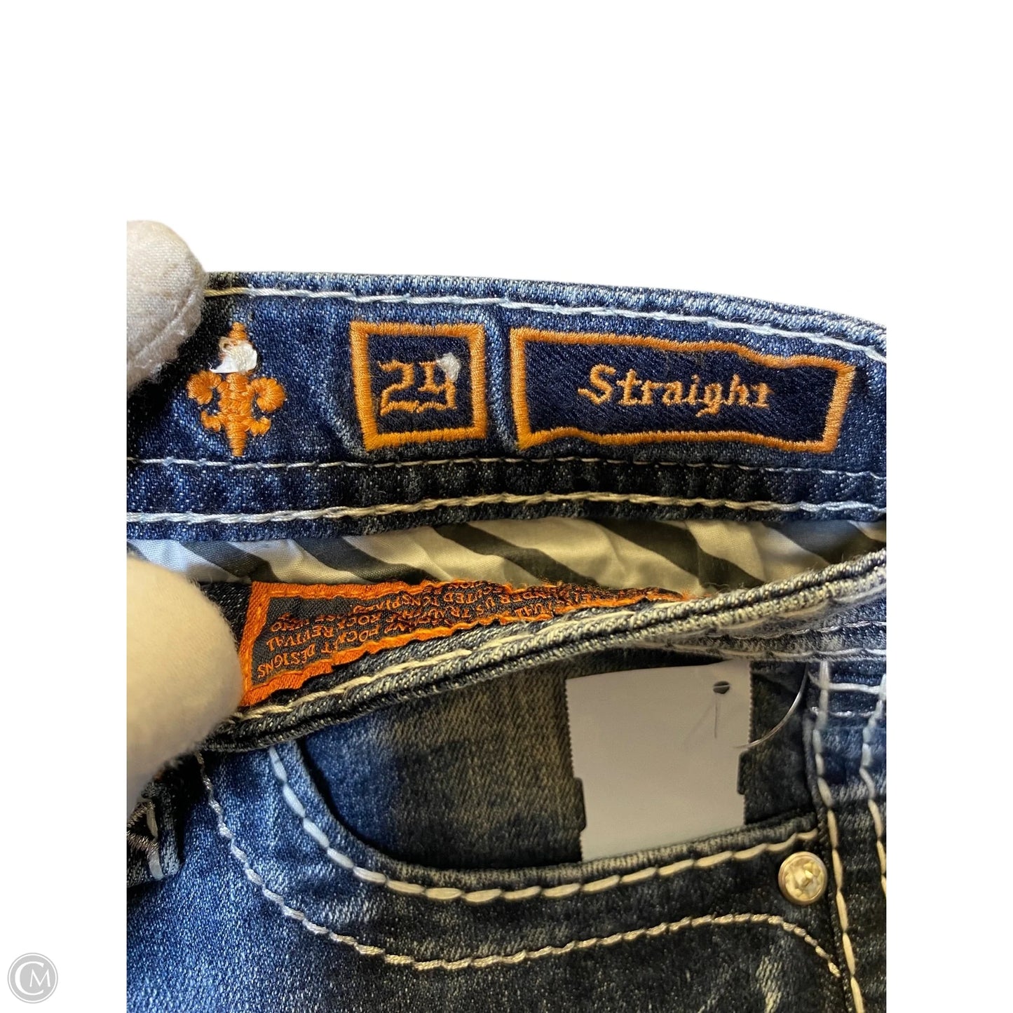 Jeans Straight By Rock Revival In Blue Denim, Size: 8