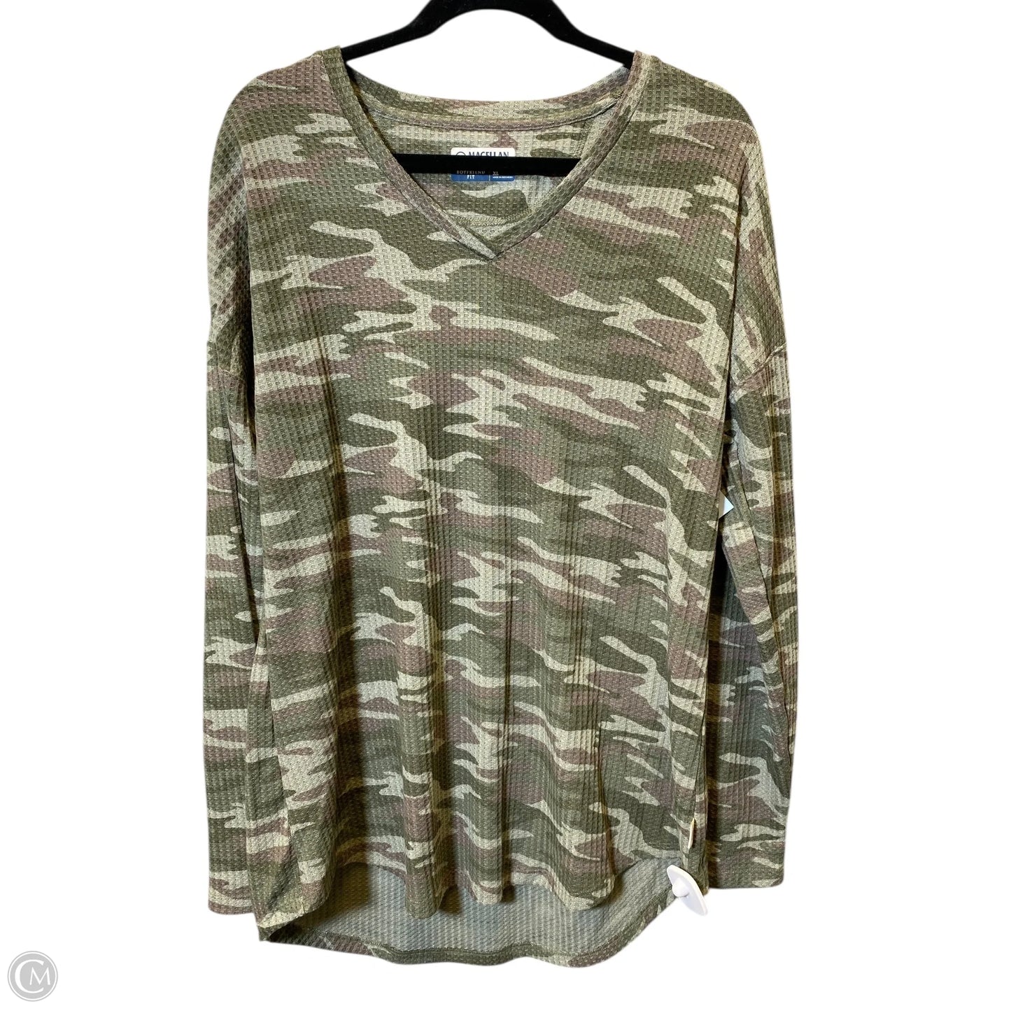 Top Long Sleeve By Magellan In Camouflage Print, Size: Xl