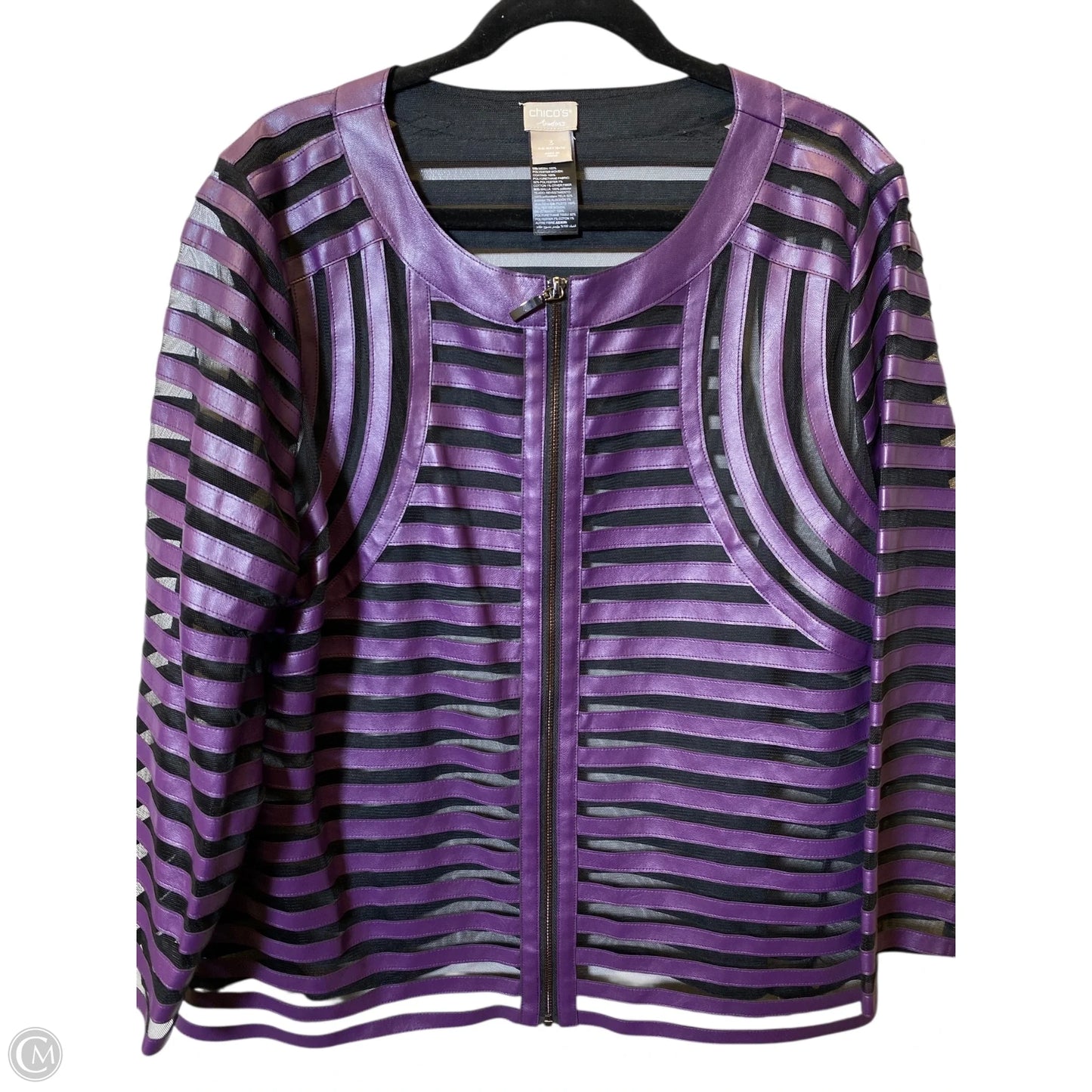 Top Long Sleeve By Chicos In Black & Purple, Size: Xl