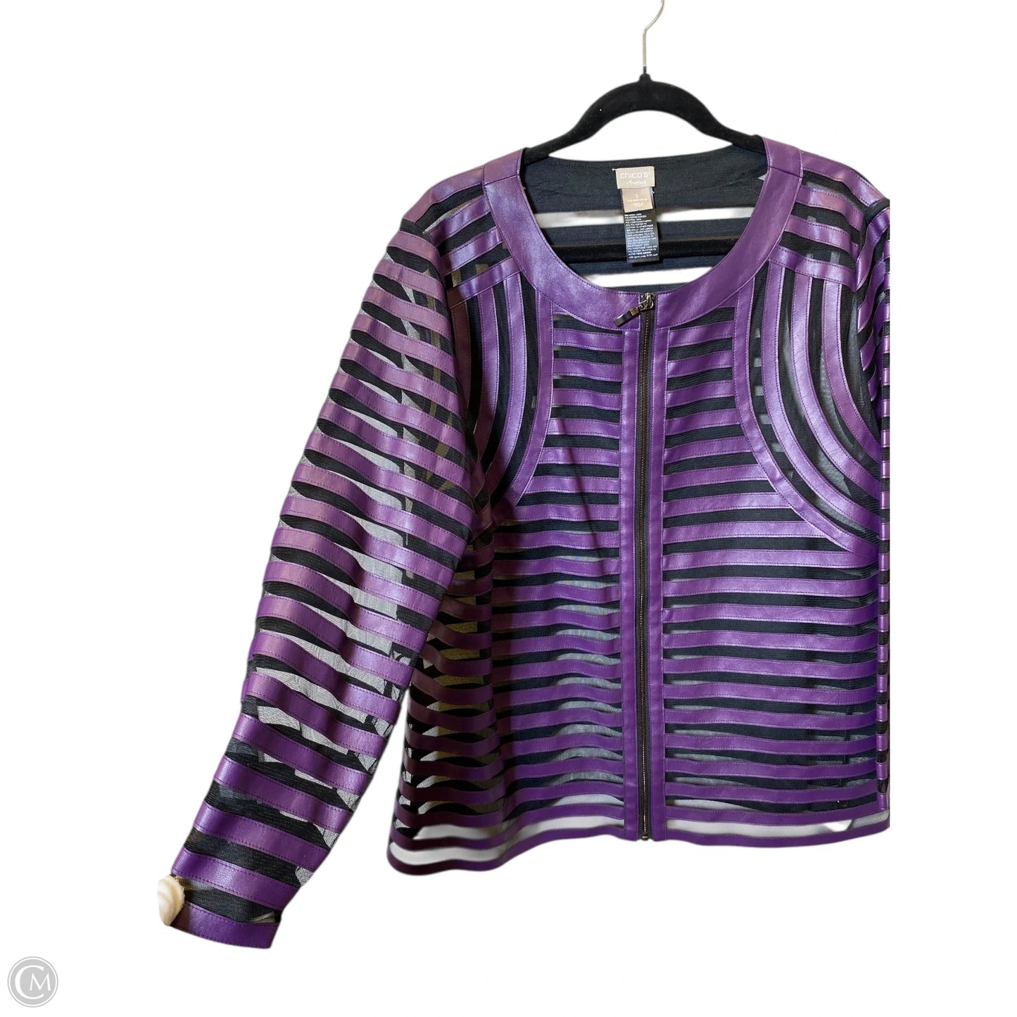 Top Long Sleeve By Chicos In Black & Purple, Size: Xl