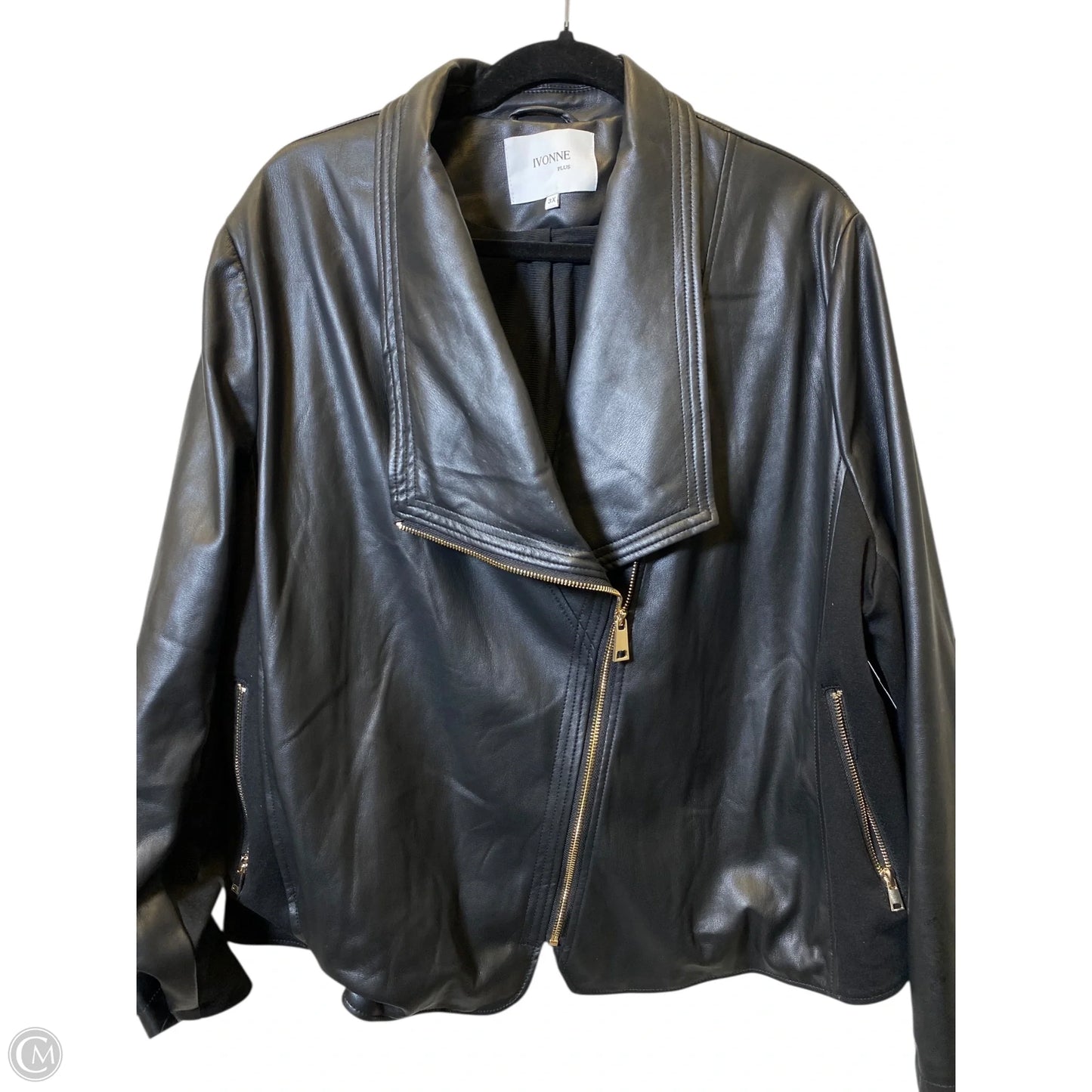 Jacket Leather By Clothes Mentor In Black, Size: 3x
