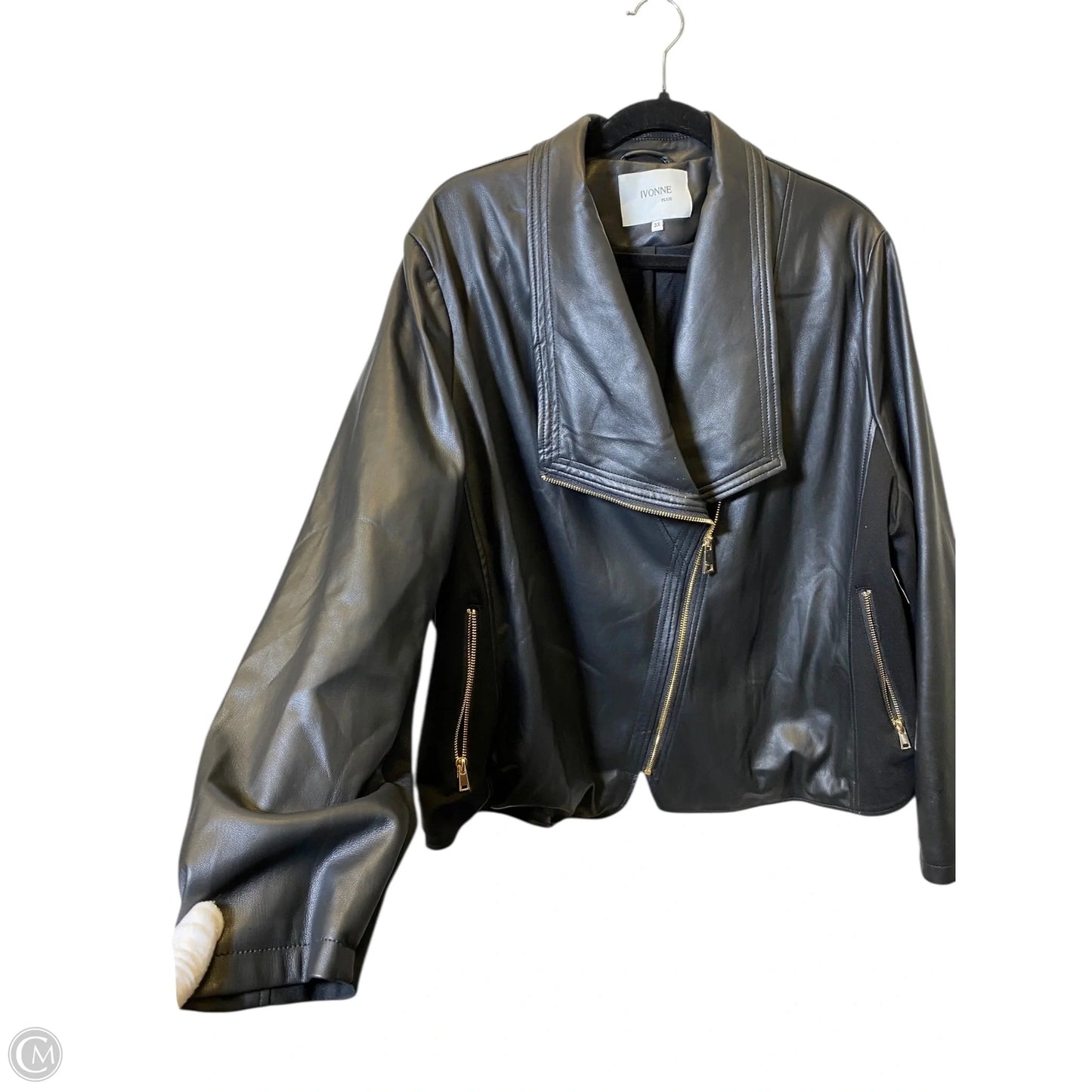 Jacket Leather By Clothes Mentor In Black, Size: 3x