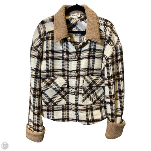Jacket Faux Fur & Sherpa By New In In Brown & Cream, Size: M