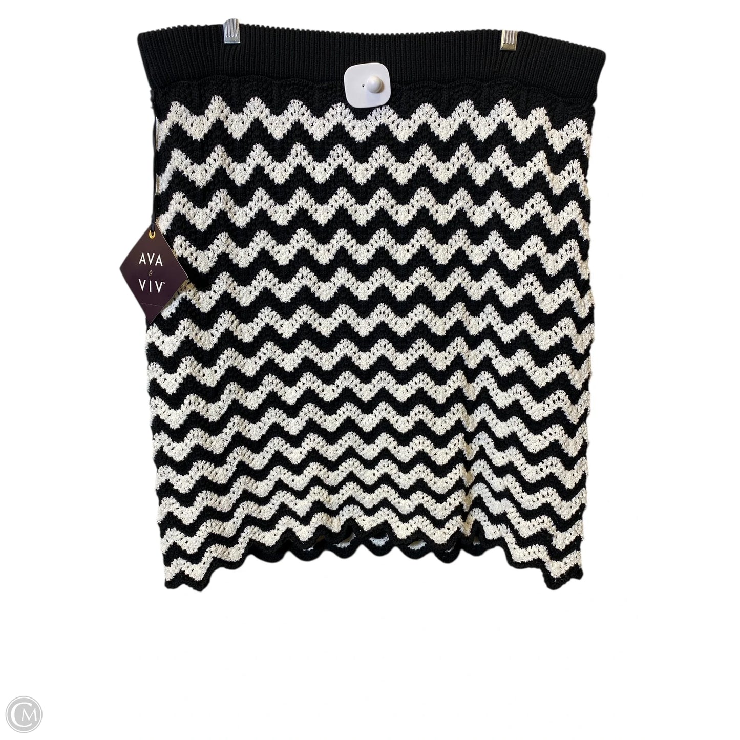 Skirt Midi By Ava & Viv In Black & White, Size: Xxl