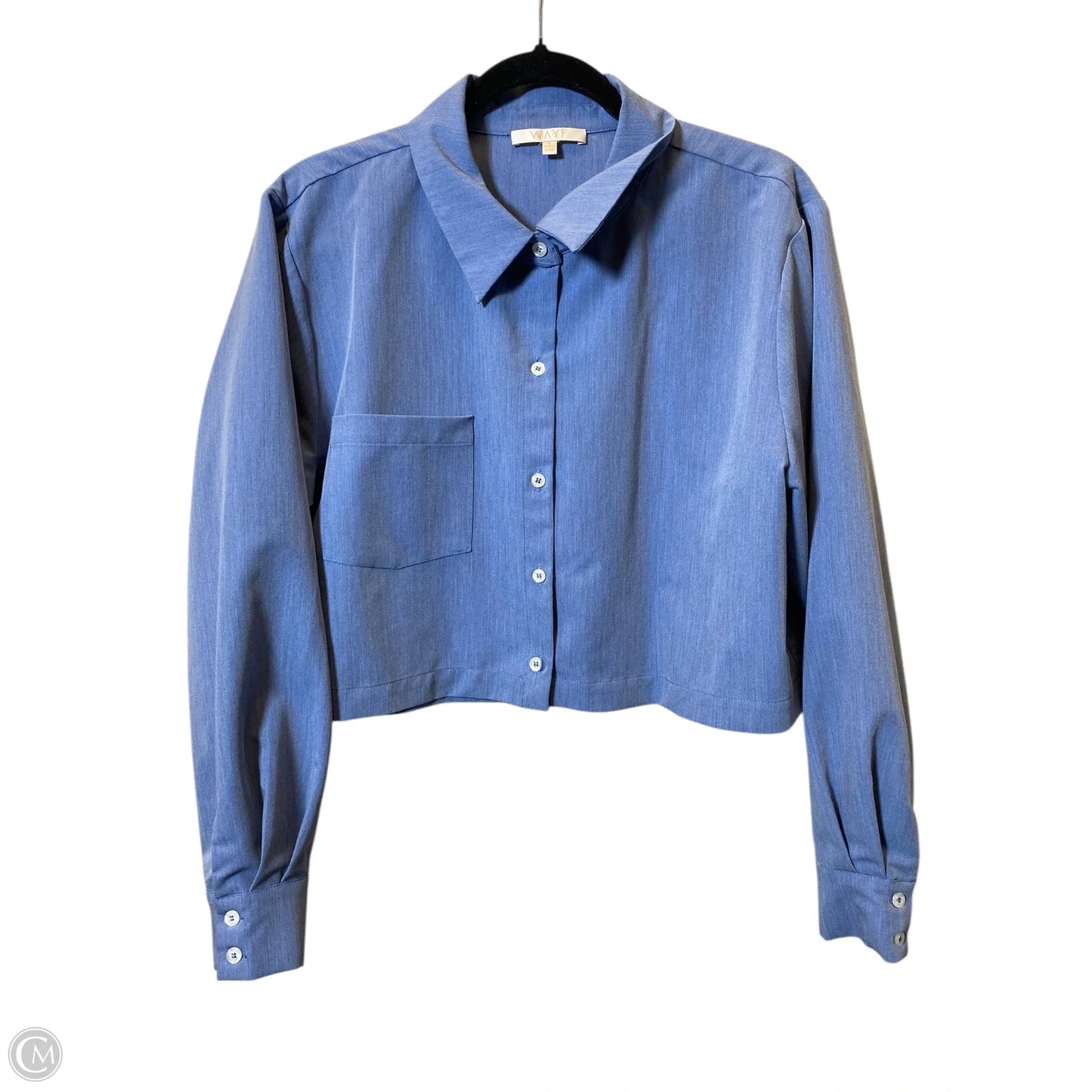 Top Long Sleeve By Wayf In Blue Denim, Size: L