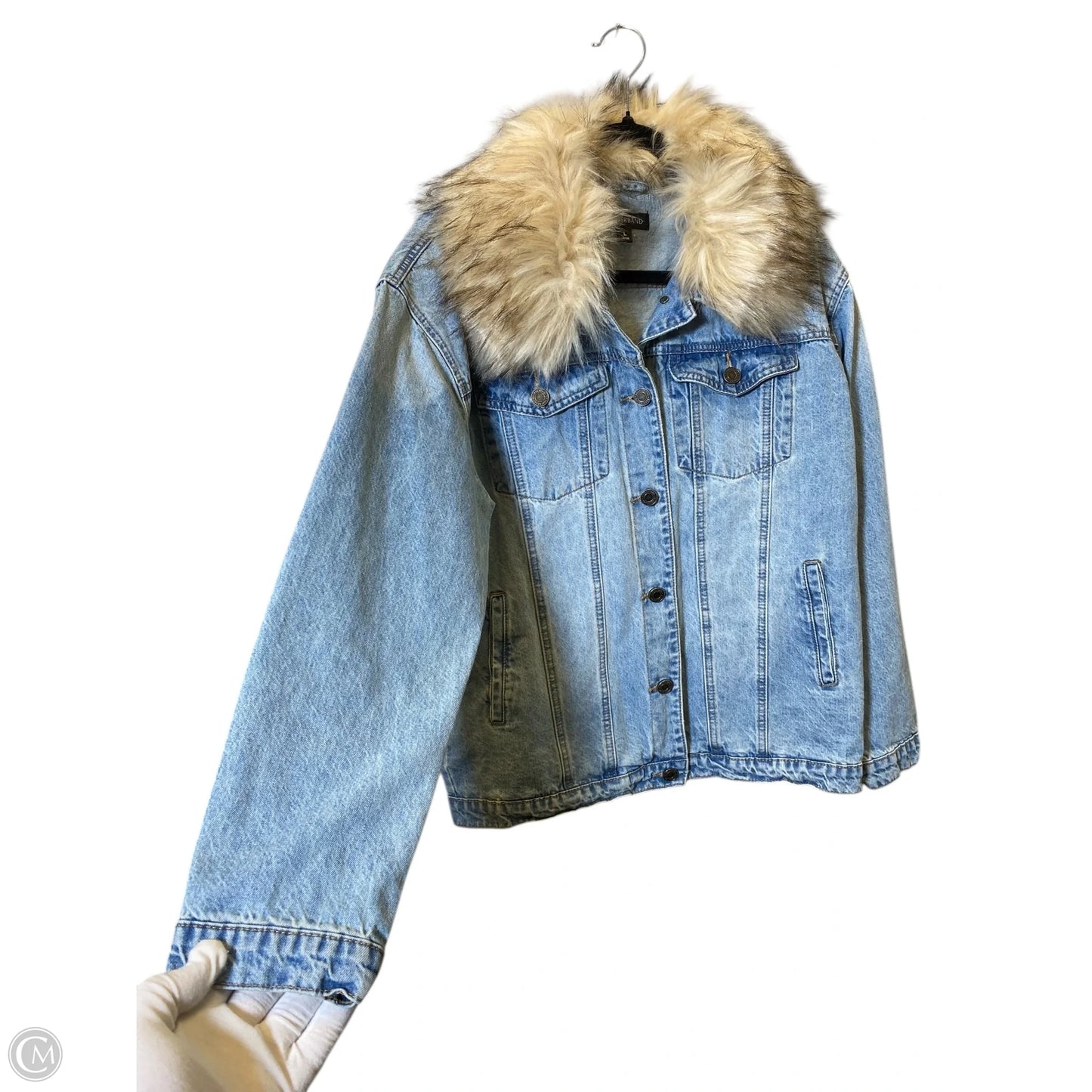 Jacket Denim By Clothes Mentor In Blue Denim, Size: L