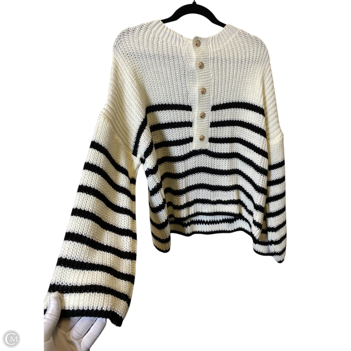 Sweater By Clothes Mentor In Black & White, Size: L