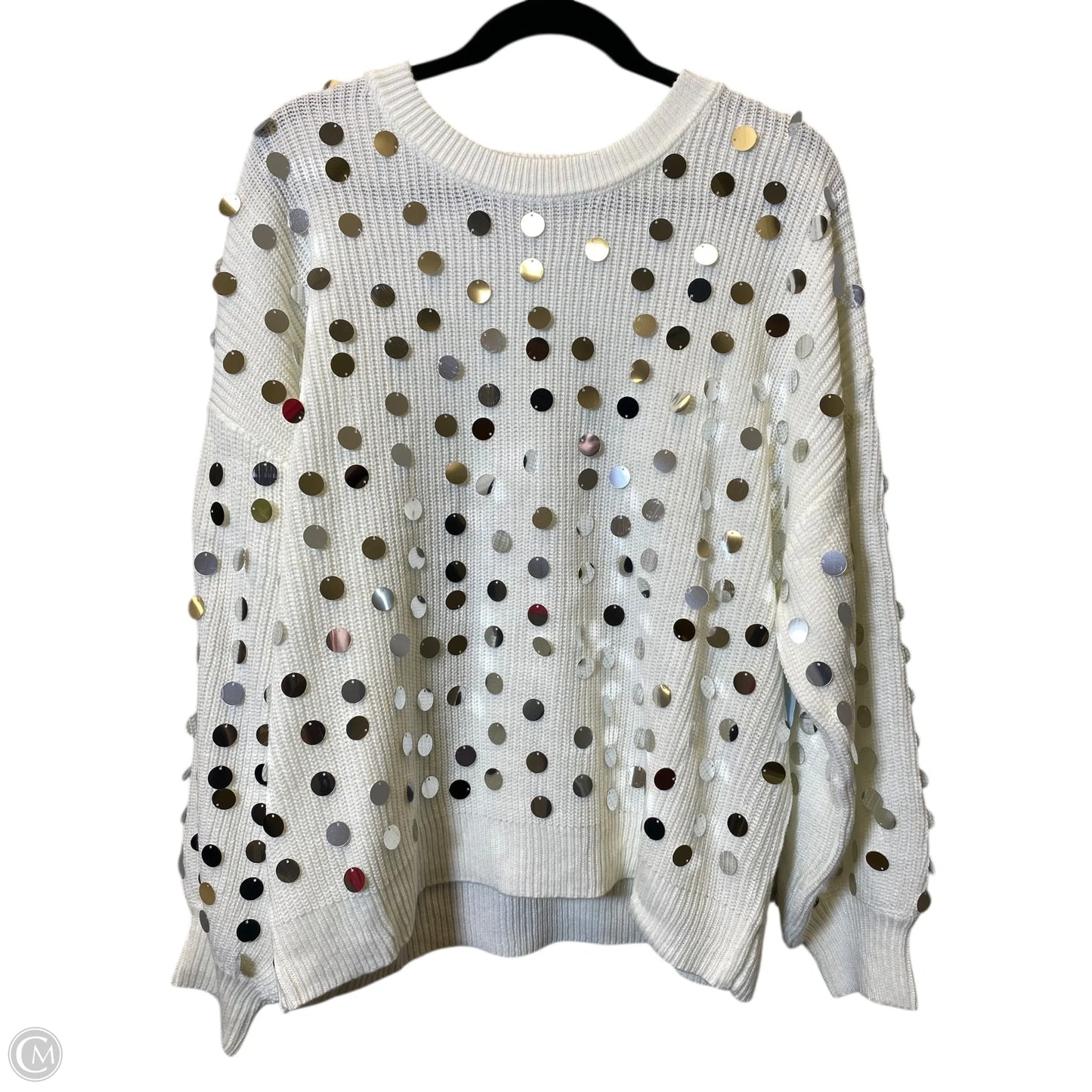 Sweater By Clothes Mentor In Silver & White, Size: M