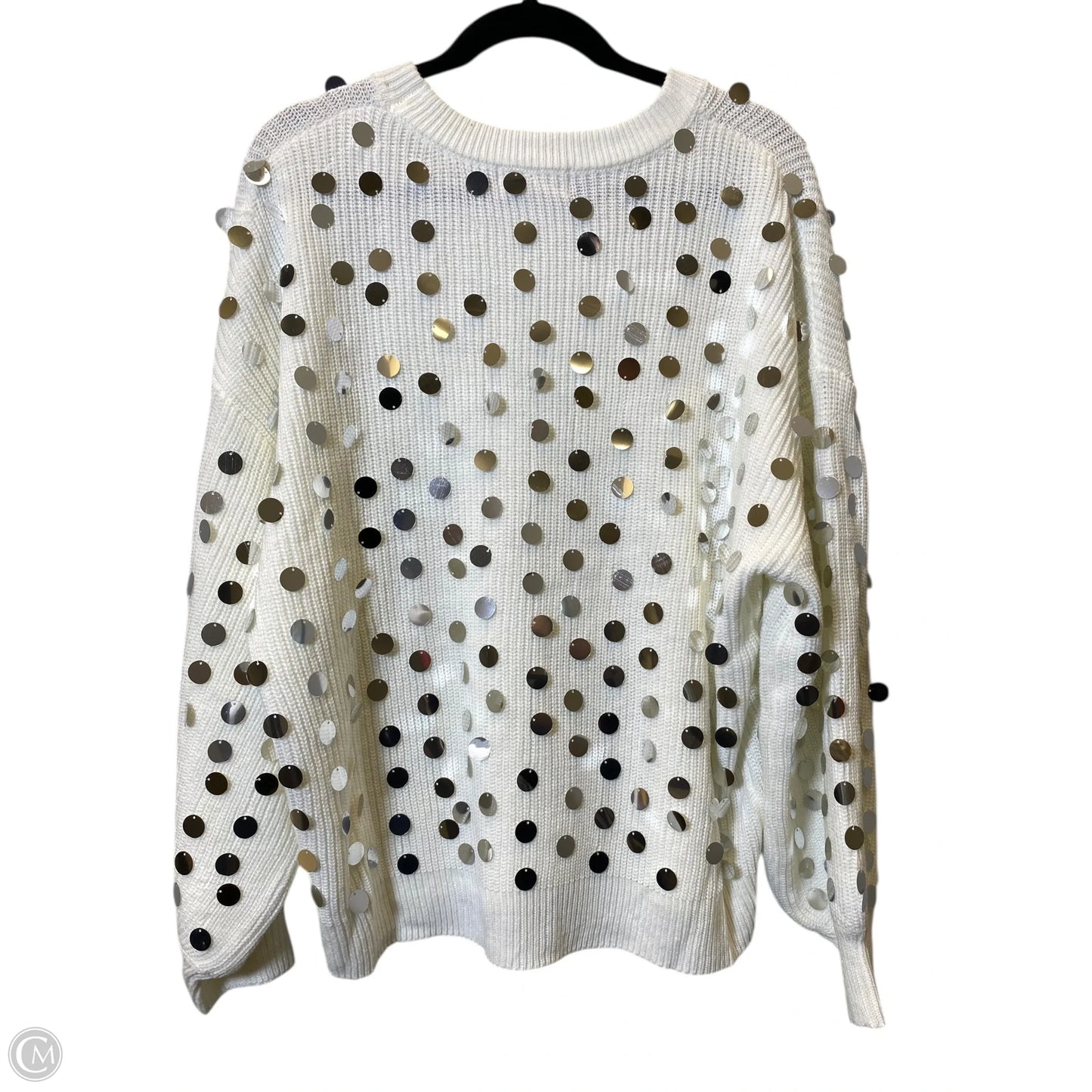 Sweater By Clothes Mentor In Silver & White, Size: M