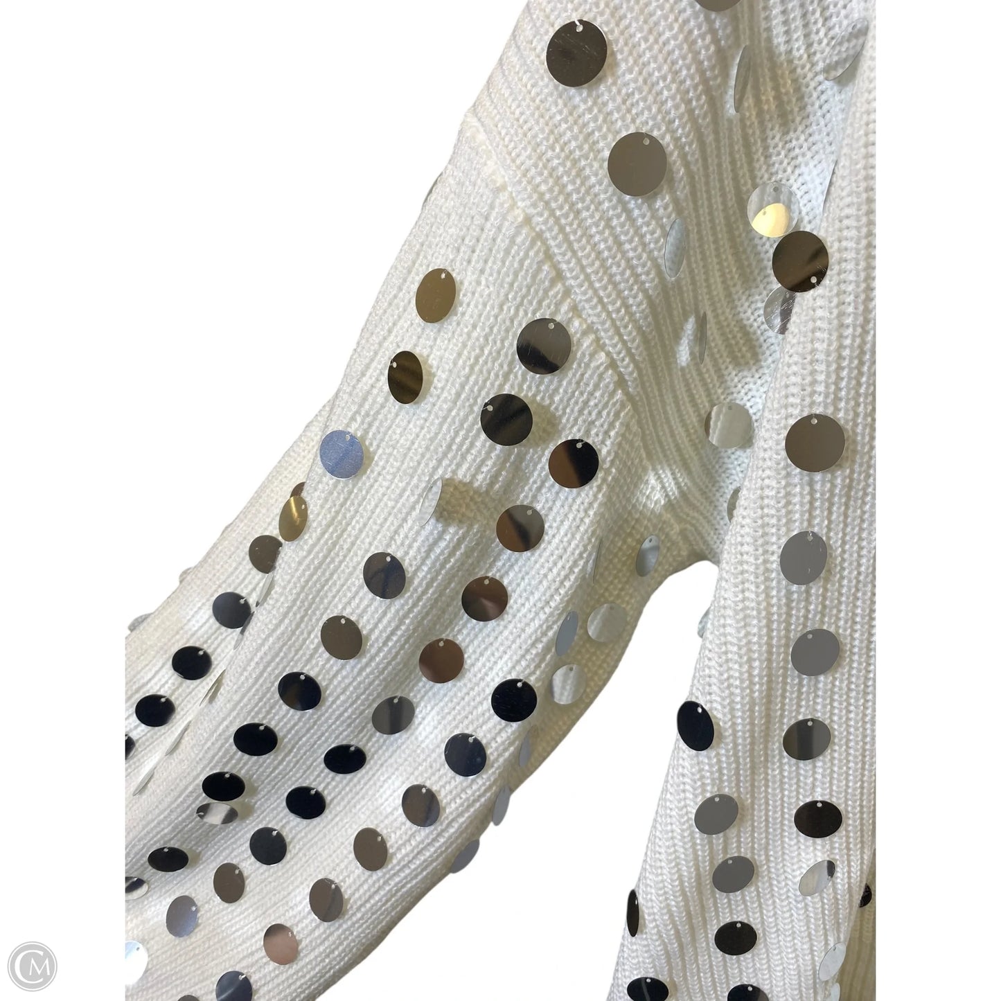 Sweater By Clothes Mentor In Silver & White, Size: M