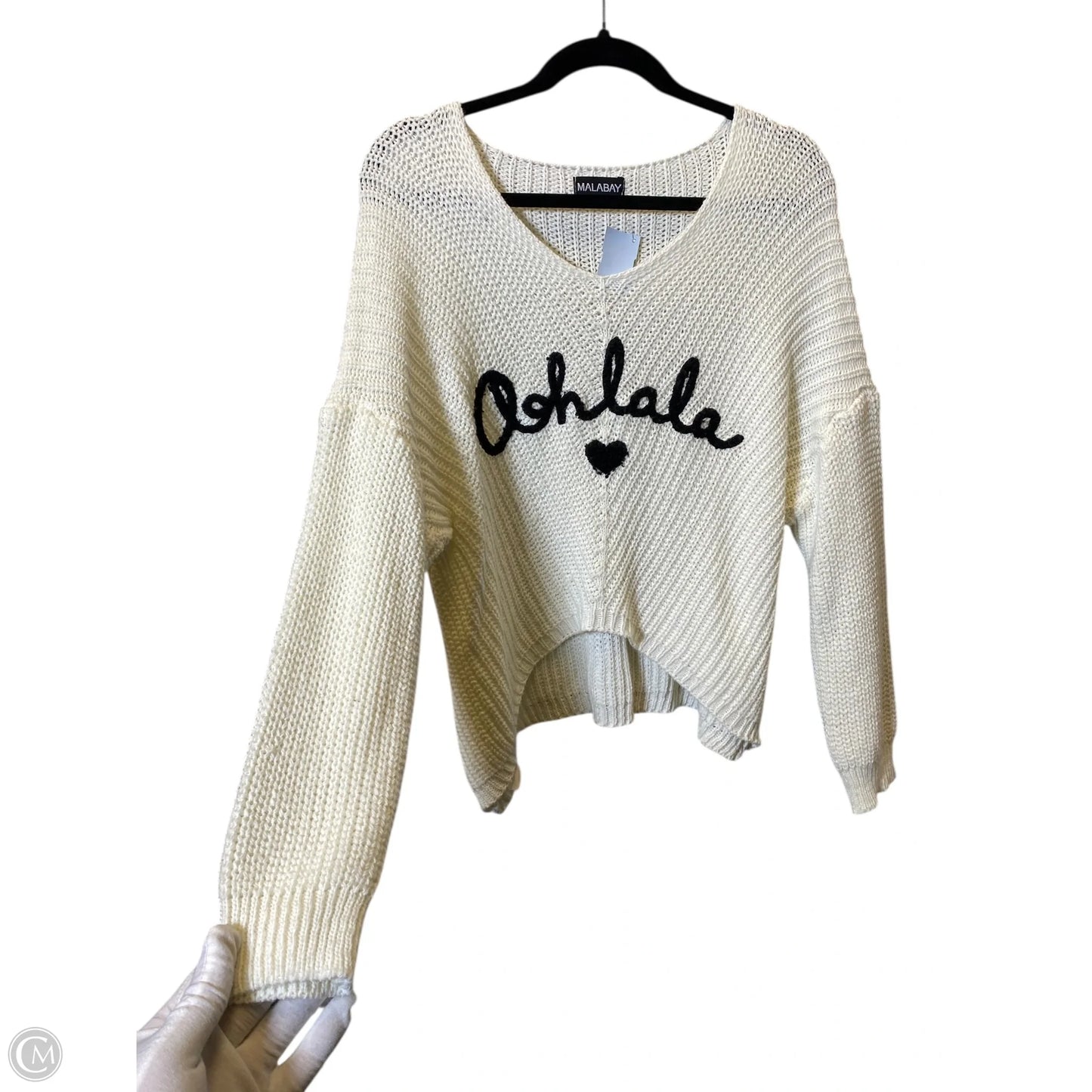 Sweater By Clothes Mentor In White, Size: L
