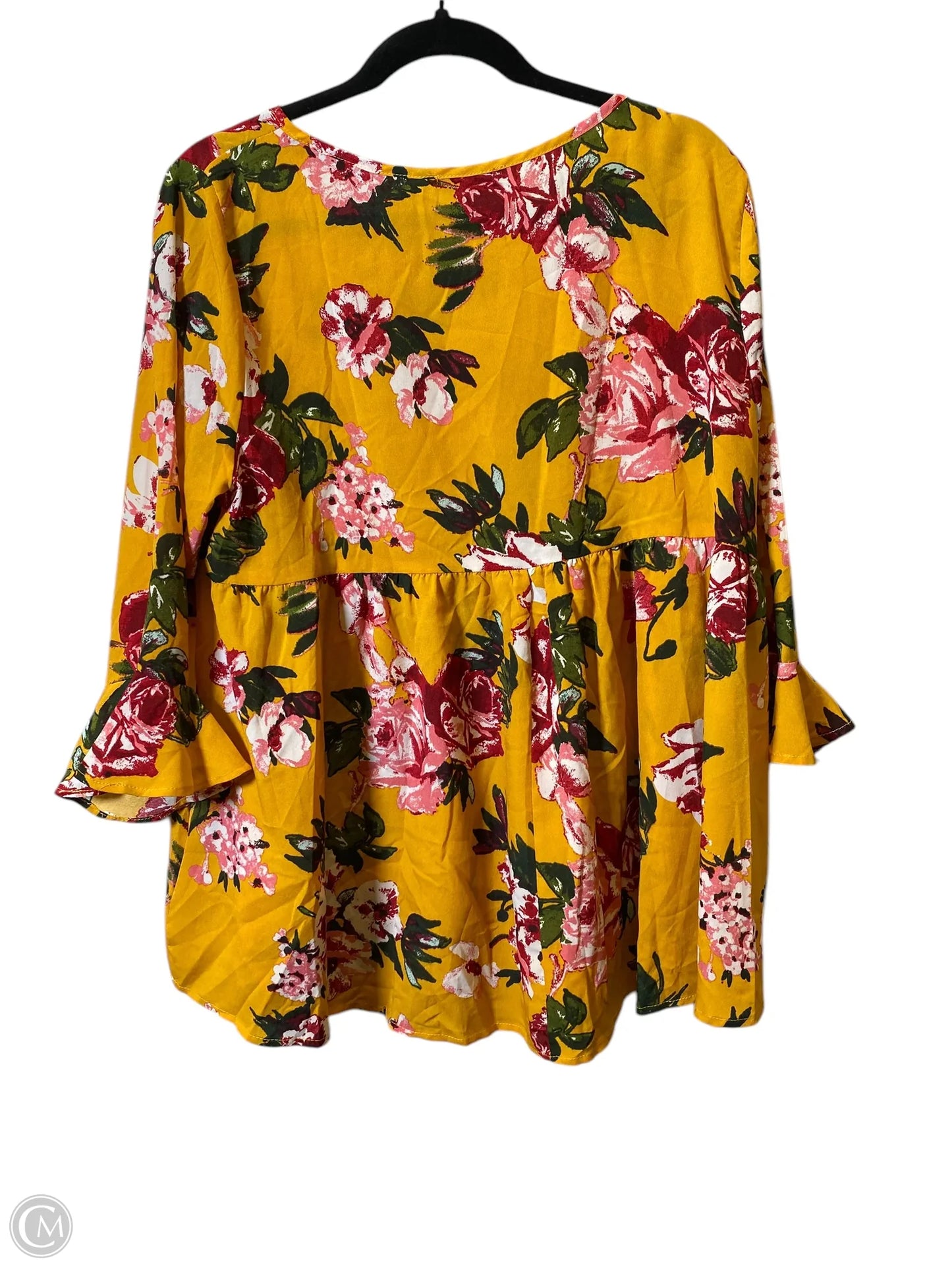 Top Long Sleeve By Shein In Floral Print, Size: Xl