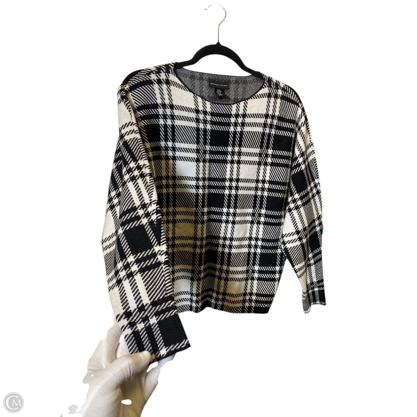 Sweater By Adrienne Vittadini In Black & White, Size: M