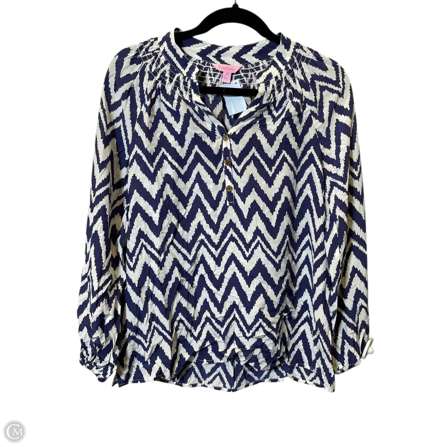 Blouse Designer By Lilly Pulitzer In Purple & White, Size: Xs