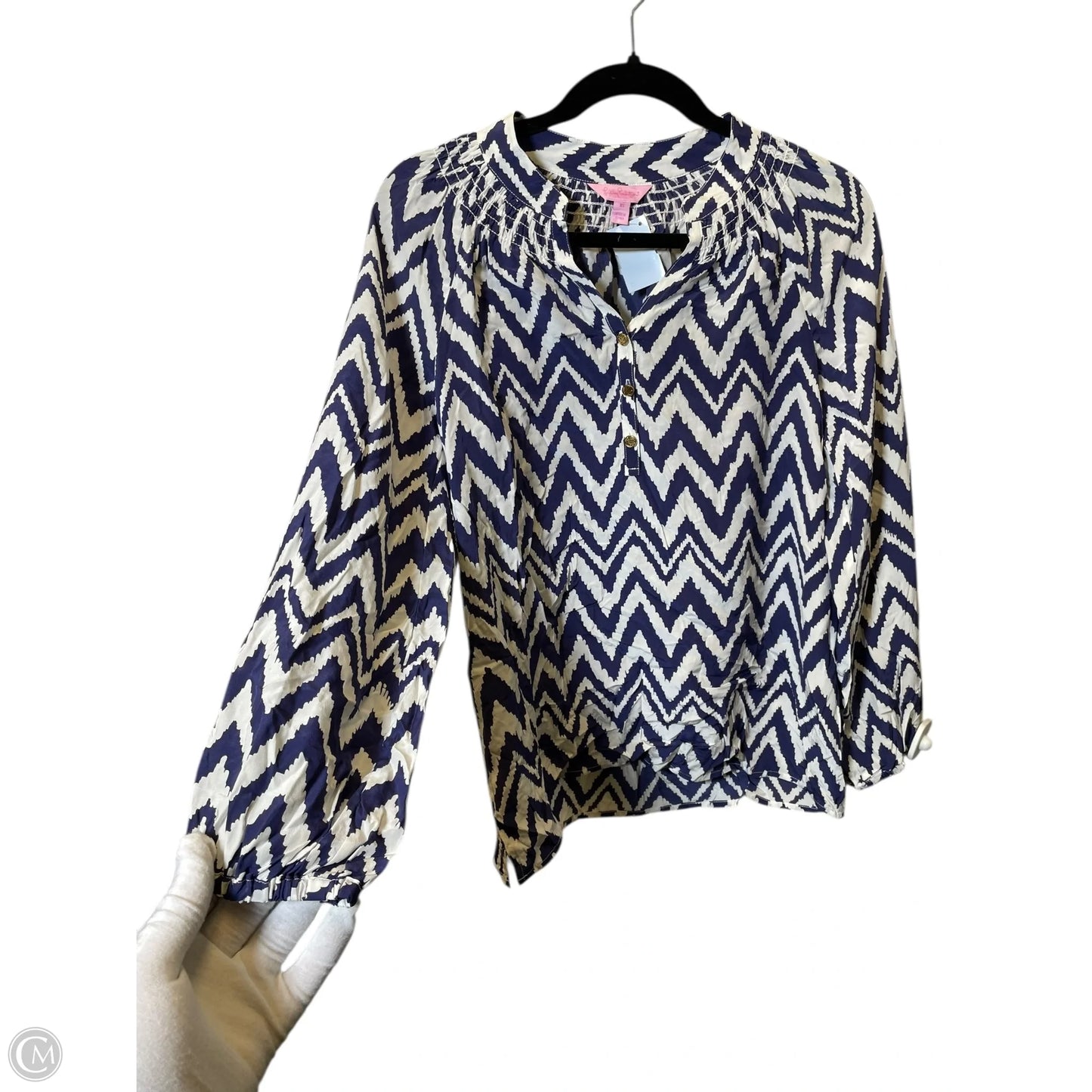 Blouse Designer By Lilly Pulitzer In Purple & White, Size: Xs