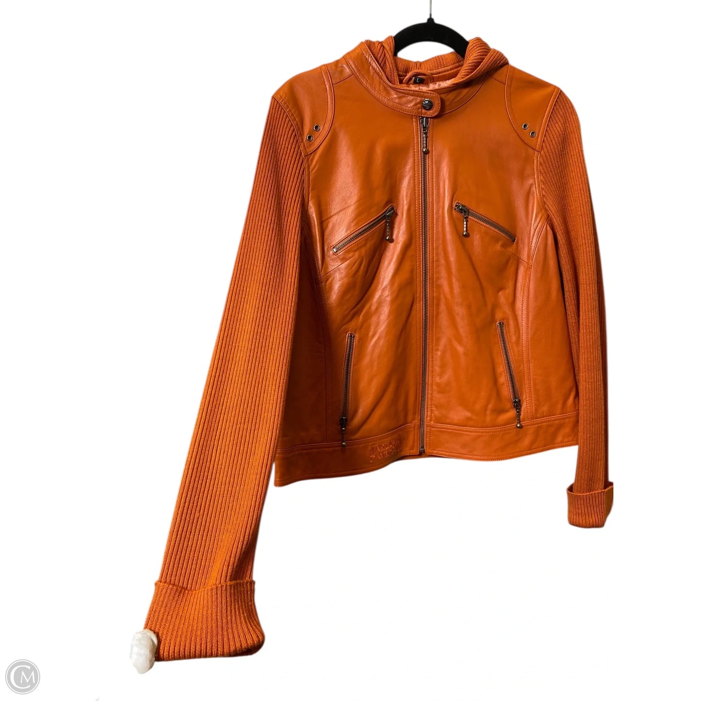Jacket Leather By Harley Davidson In Orange, Size: L