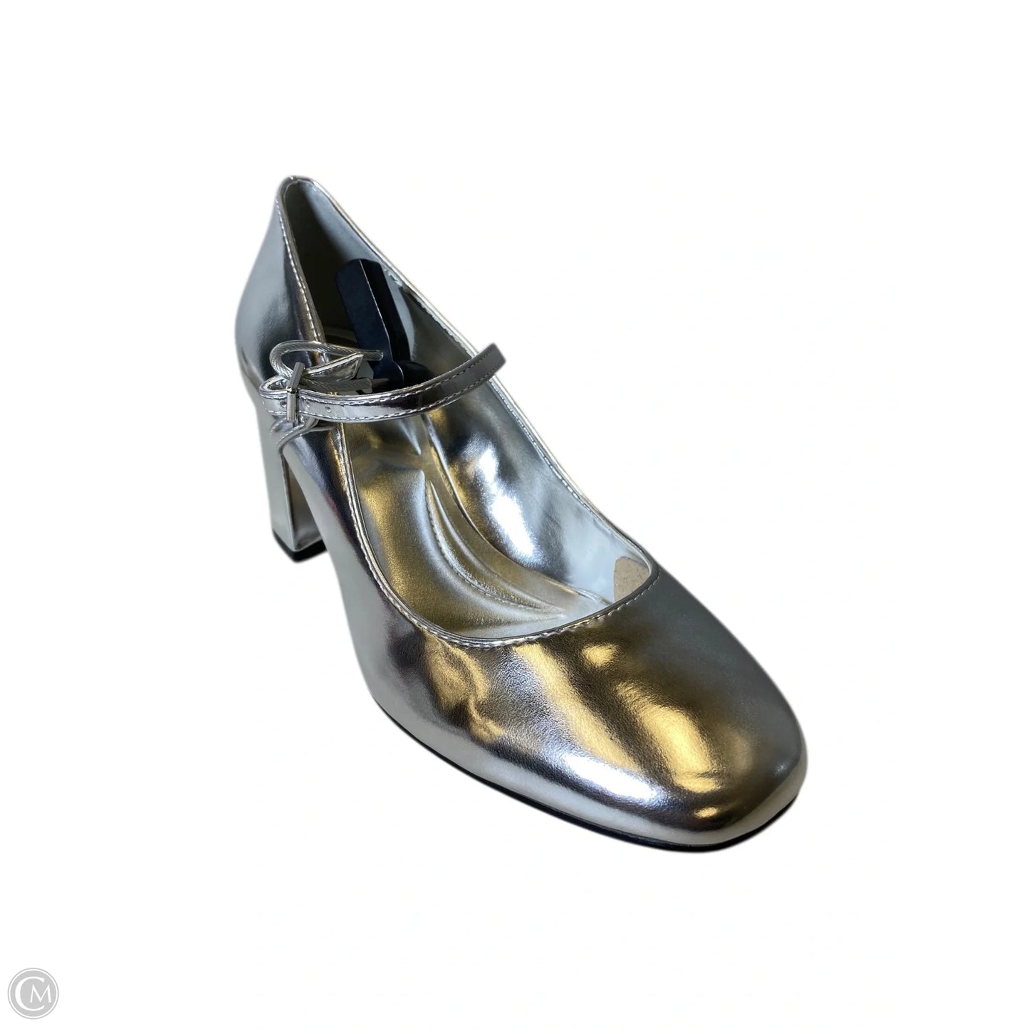 Shoes Heels Block By Mix No 6 In Silver, Size: 7.5