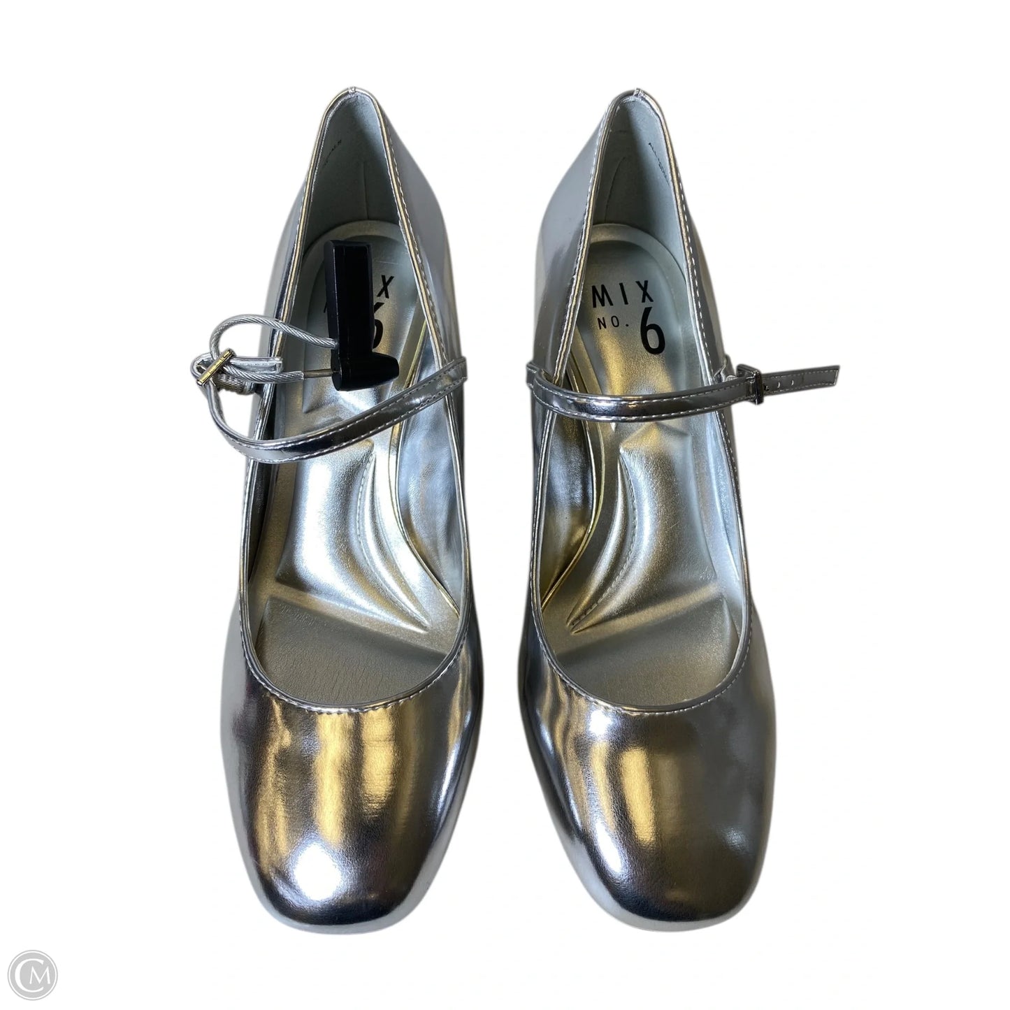 Shoes Heels Block By Mix No 6 In Silver, Size: 7.5