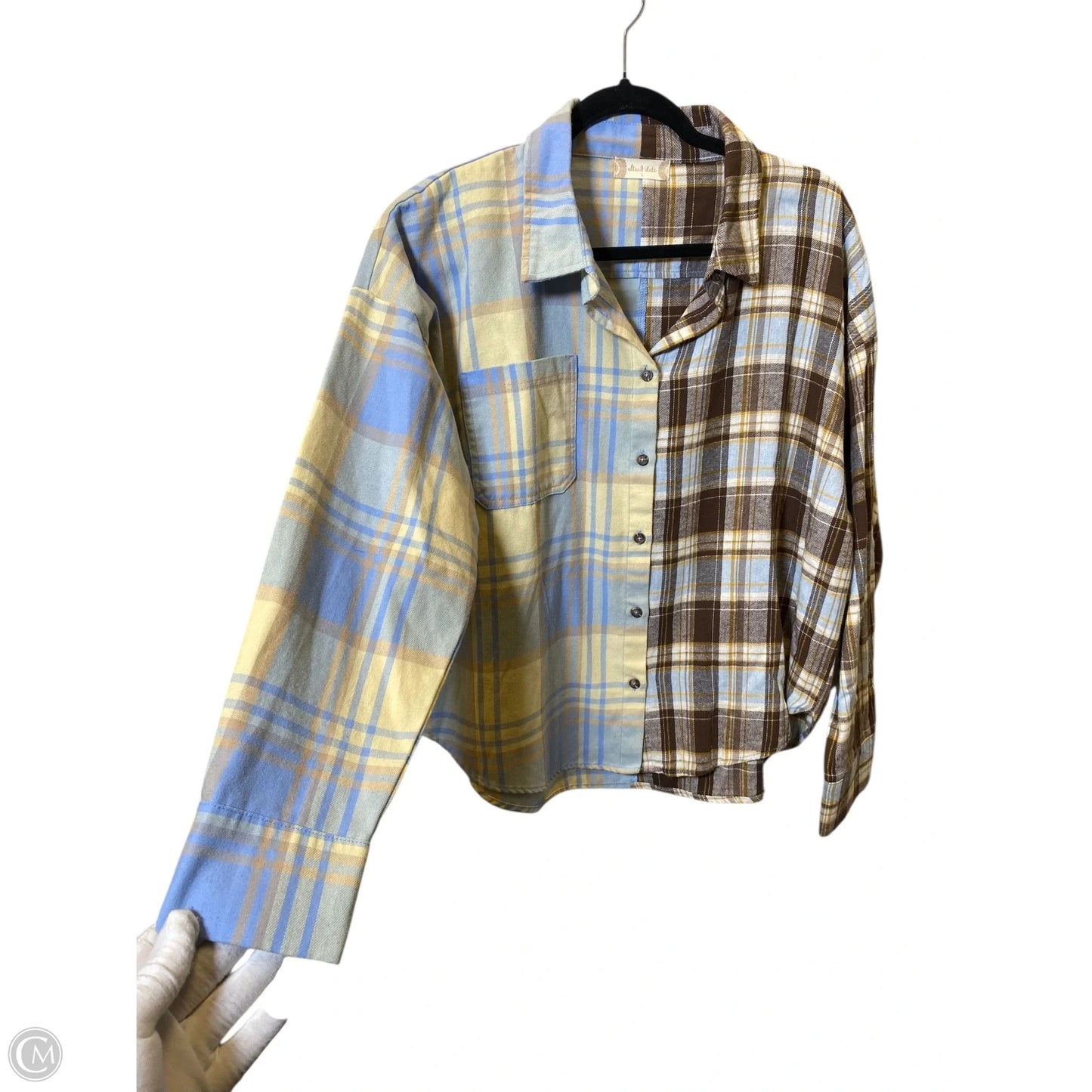 Top Long Sleeve By Altard State In Plaid Pattern, Size: L
