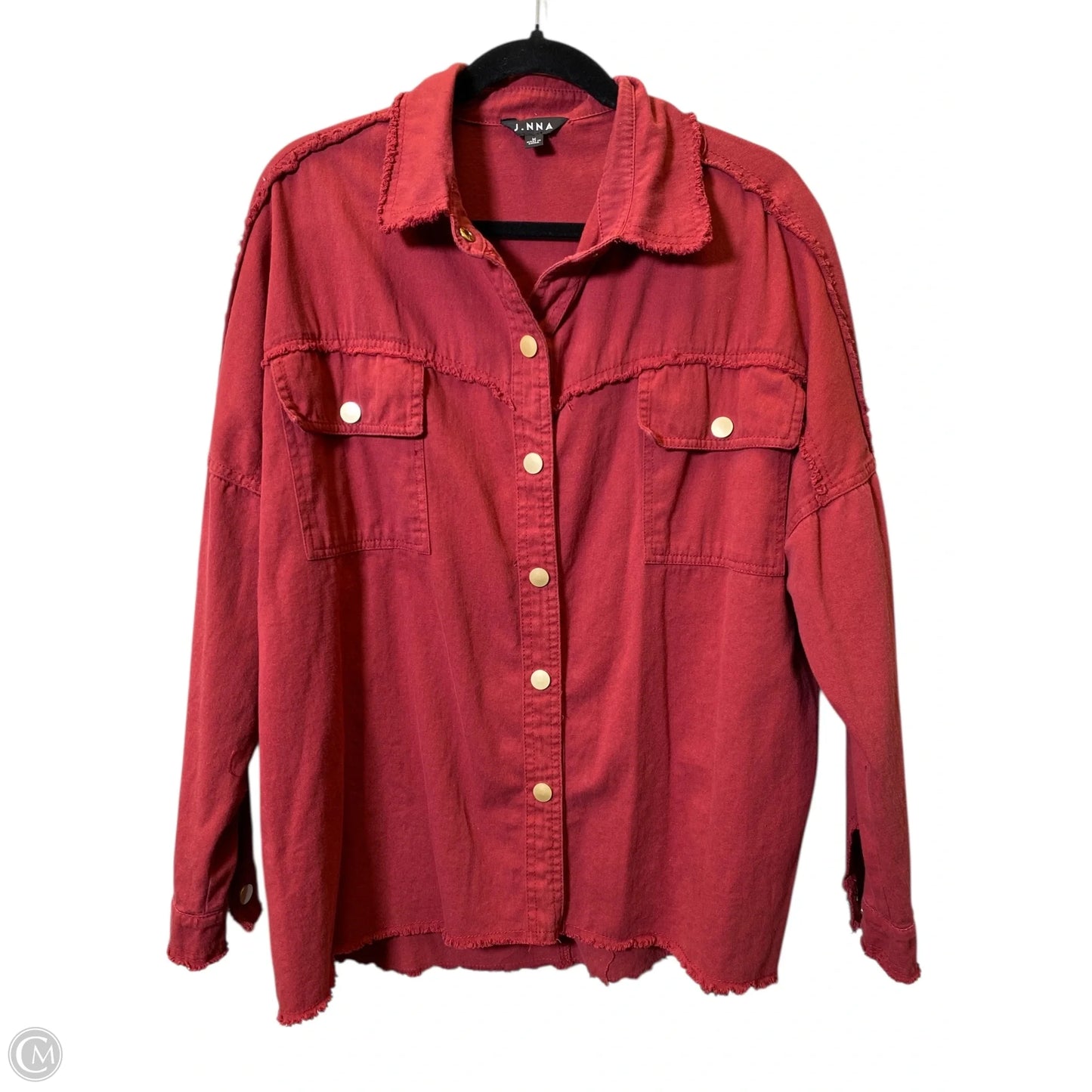 Jacket Denim By Clothes Mentor In Maroon, Size: M