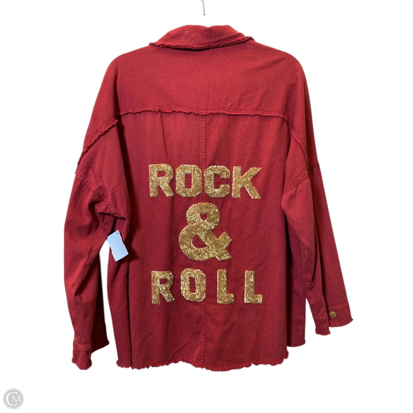 Jacket Denim By Clothes Mentor In Maroon, Size: M