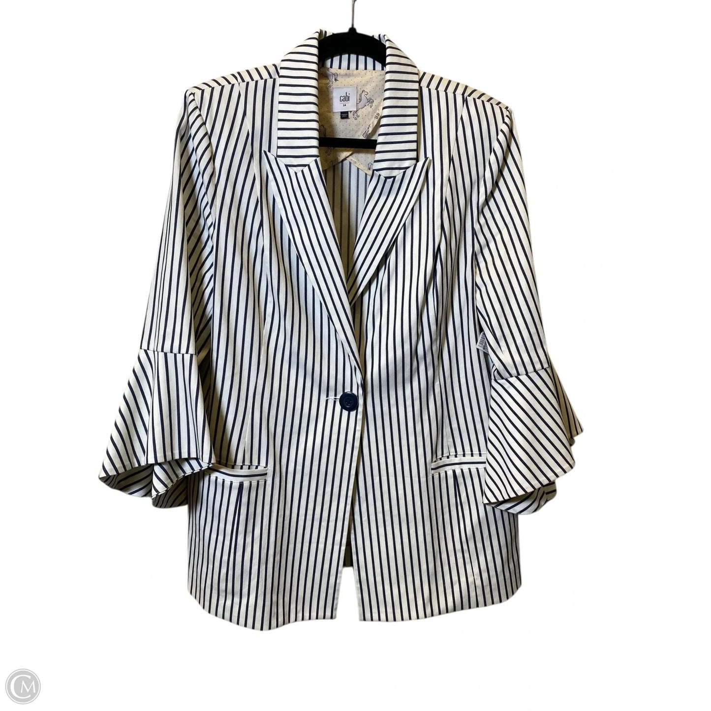 Blazer By Cabi In Striped Pattern, Size: 14