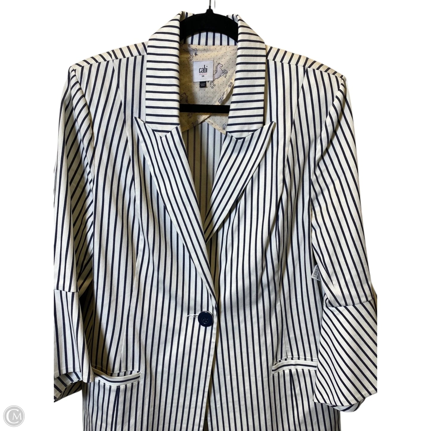 Blazer By Cabi In Striped Pattern, Size: 14