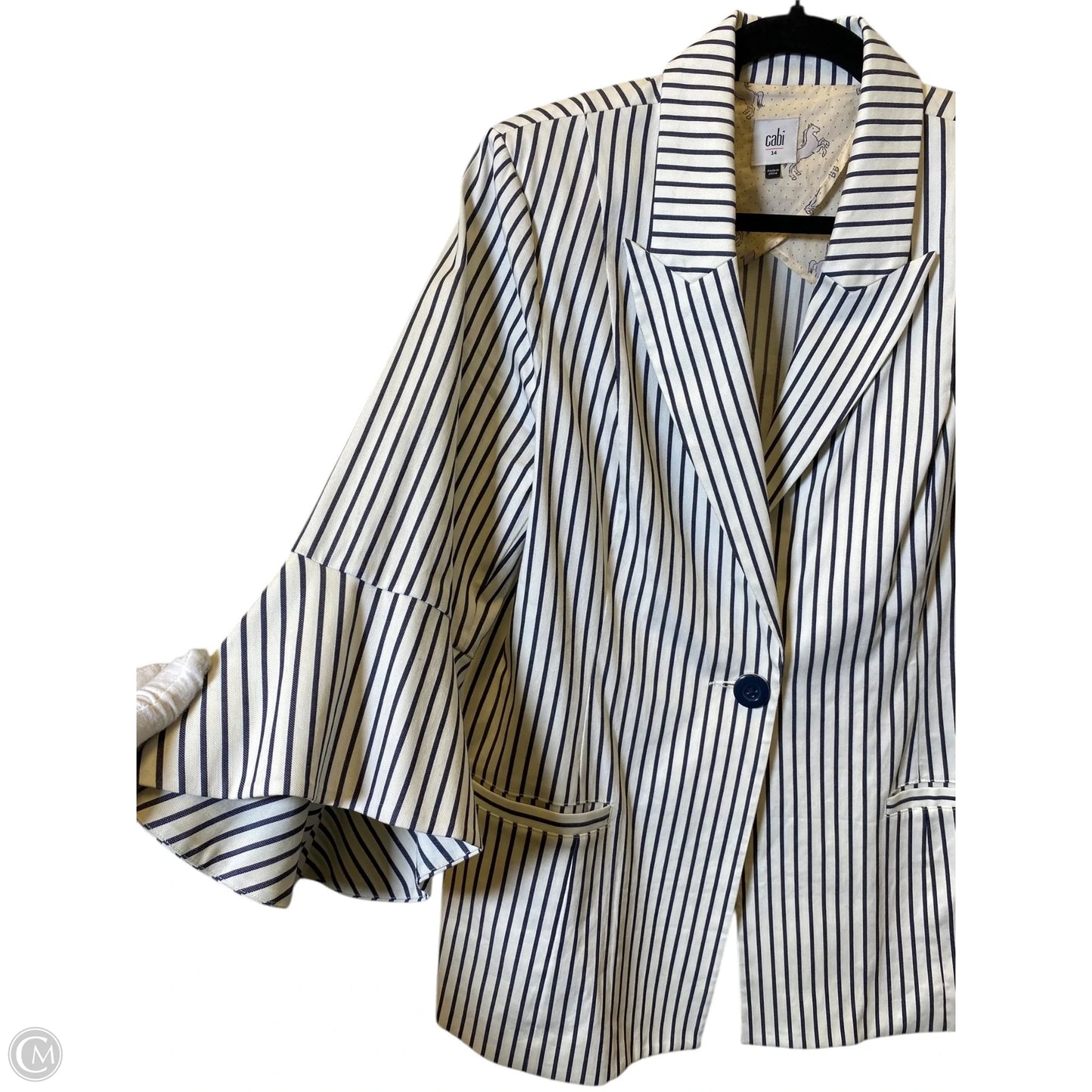 Blazer By Cabi In Striped Pattern, Size: 14