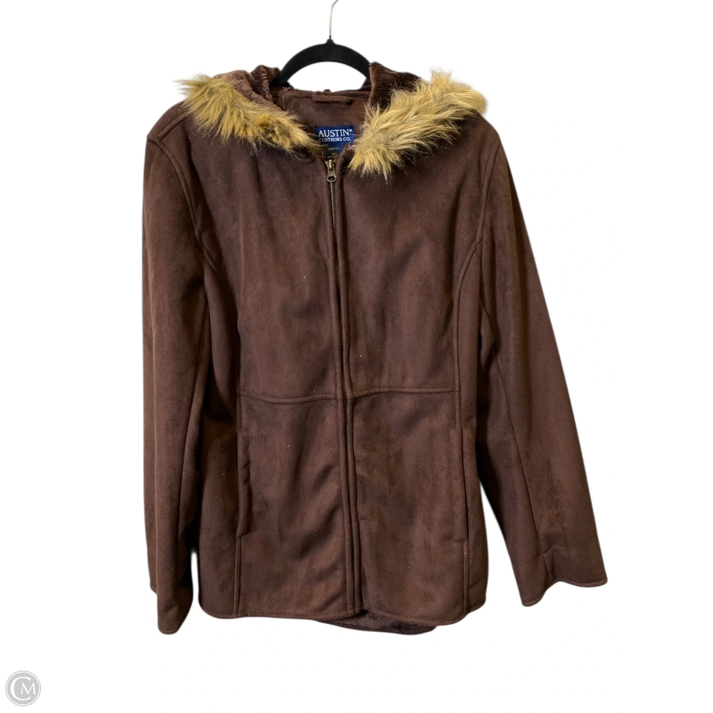 Jacket Faux Fur & Sherpa By Clothes Mentor In Brown, Size: L