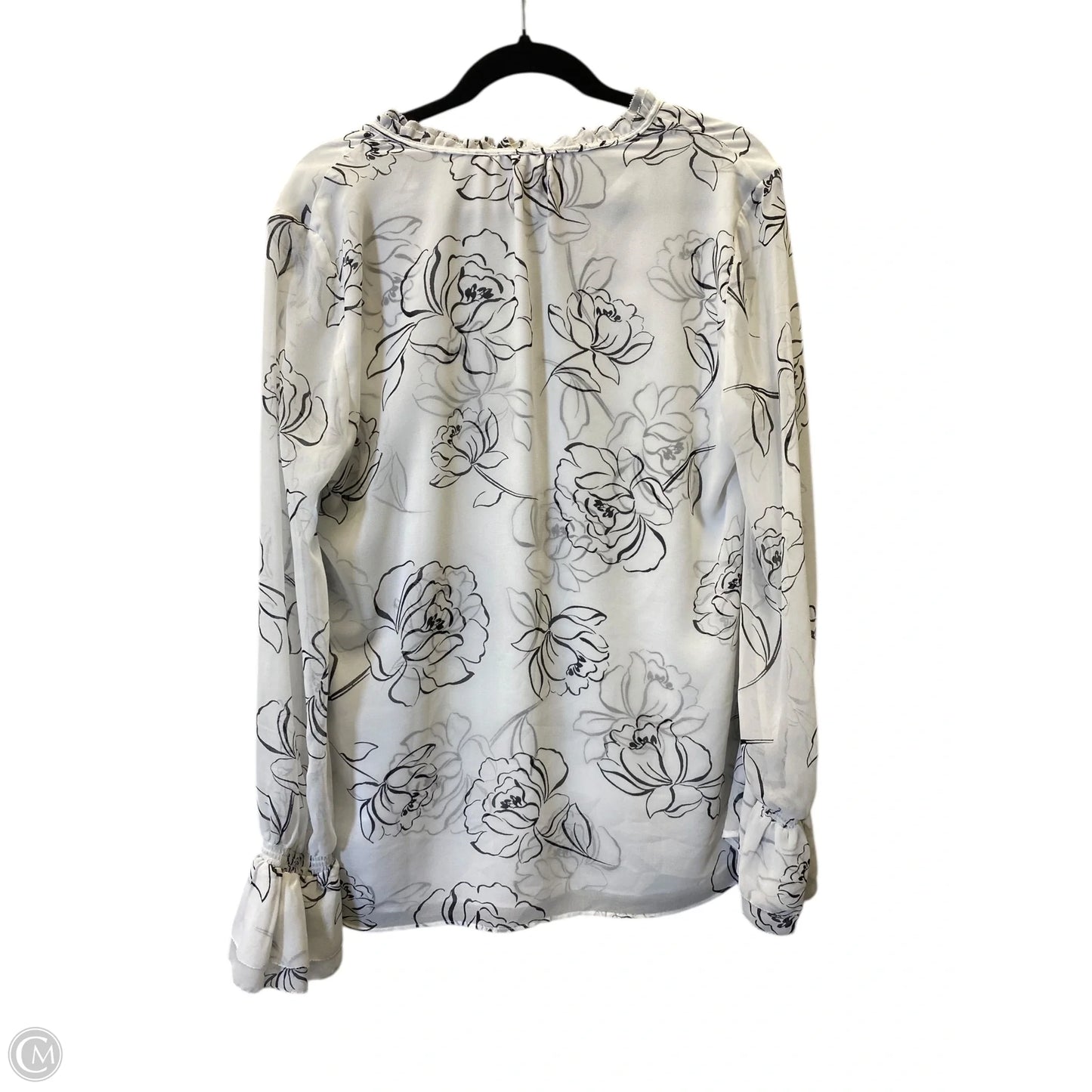 Blouse Long Sleeve By White House Black Market In Black & White, Size: L