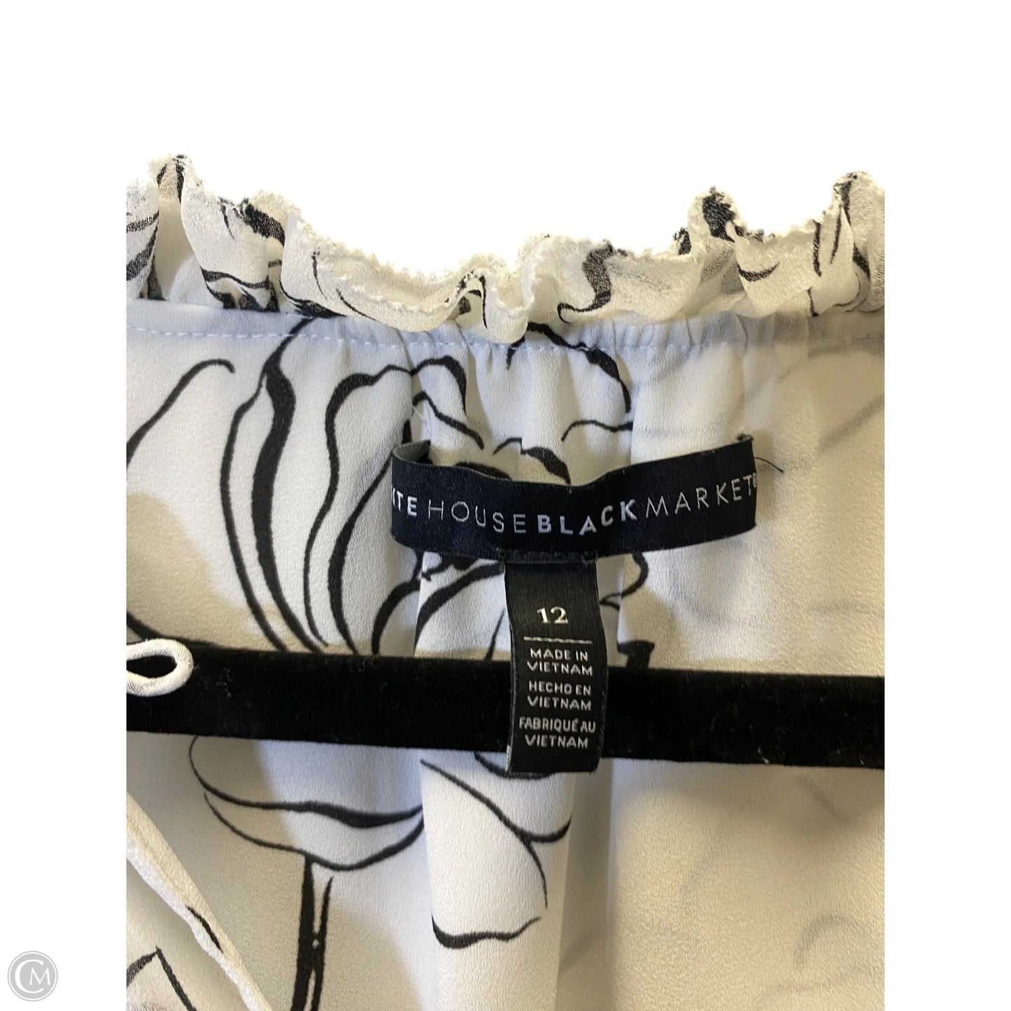 Blouse Long Sleeve By White House Black Market In Black & White, Size: L